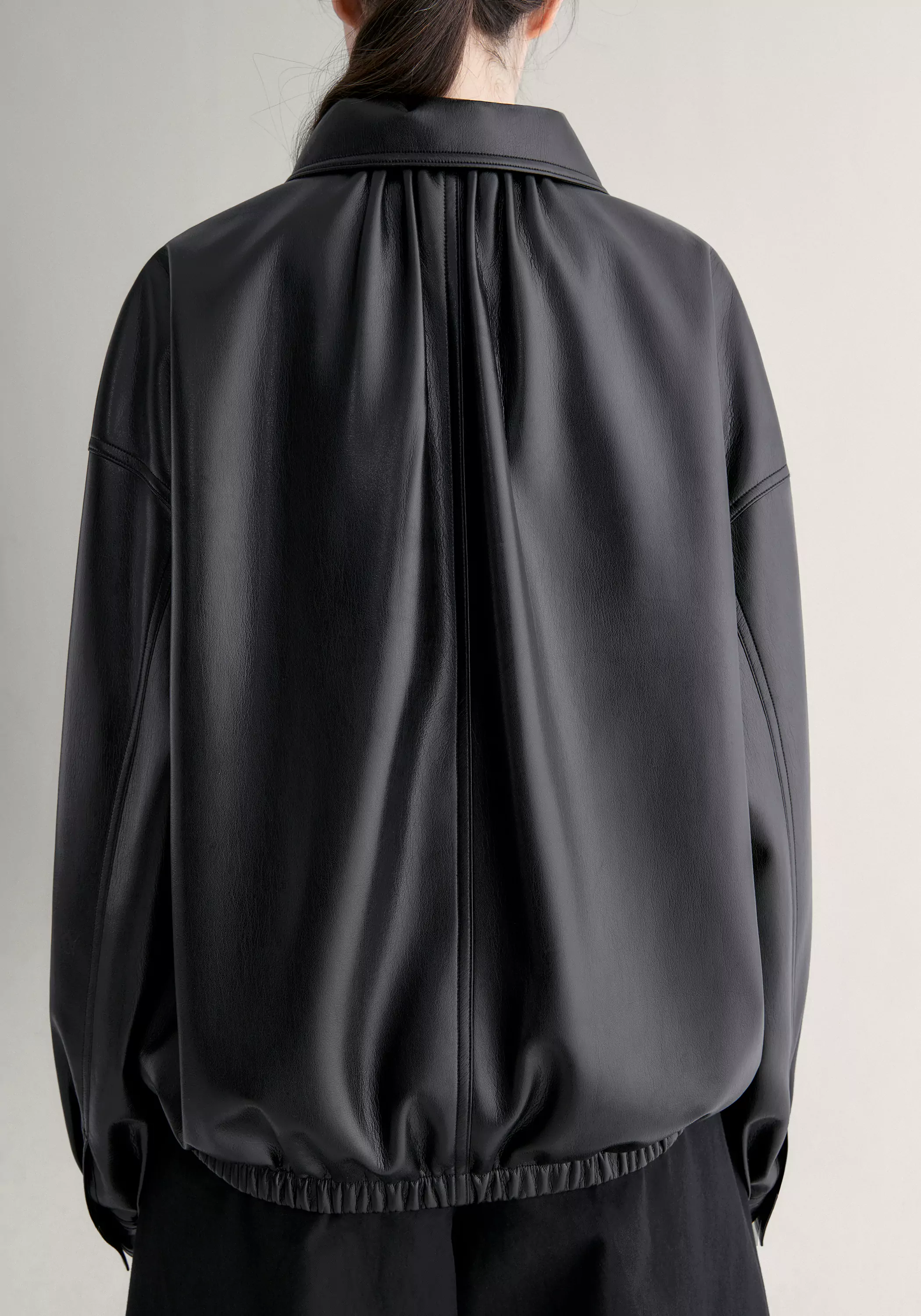 Ruched Leather Jacket - Image 12