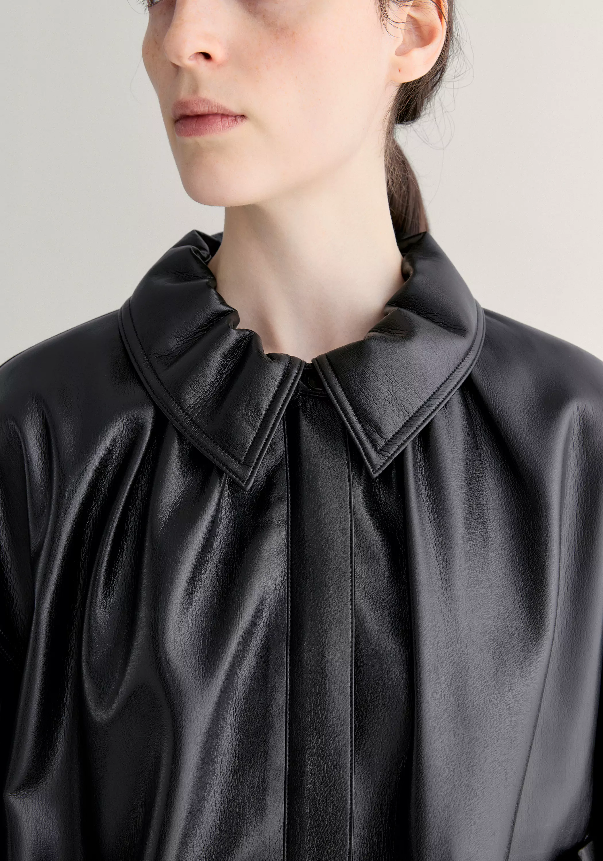 Ruched Leather Jacket - Image 13