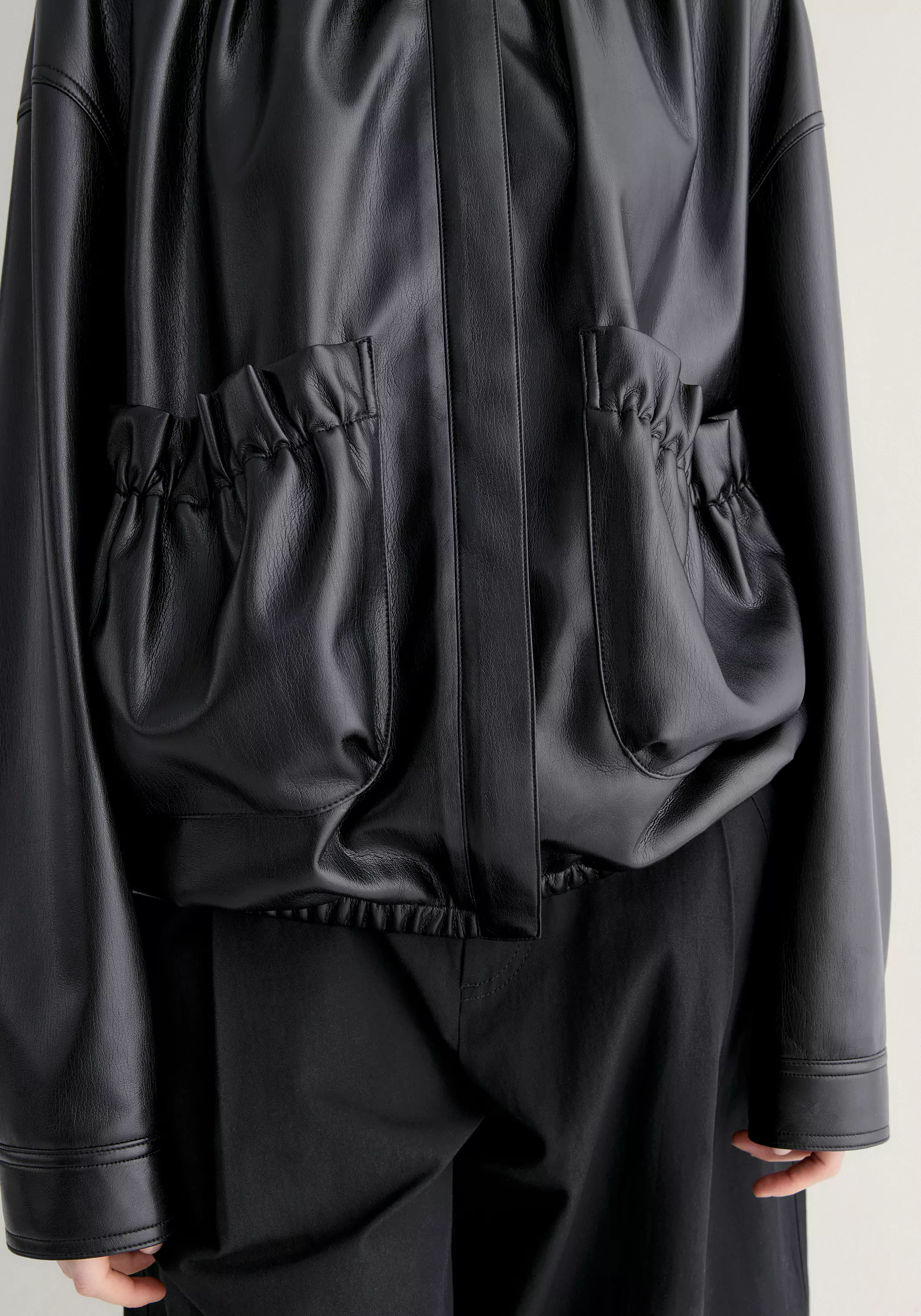 Ruched Leather Jacket - Image 14