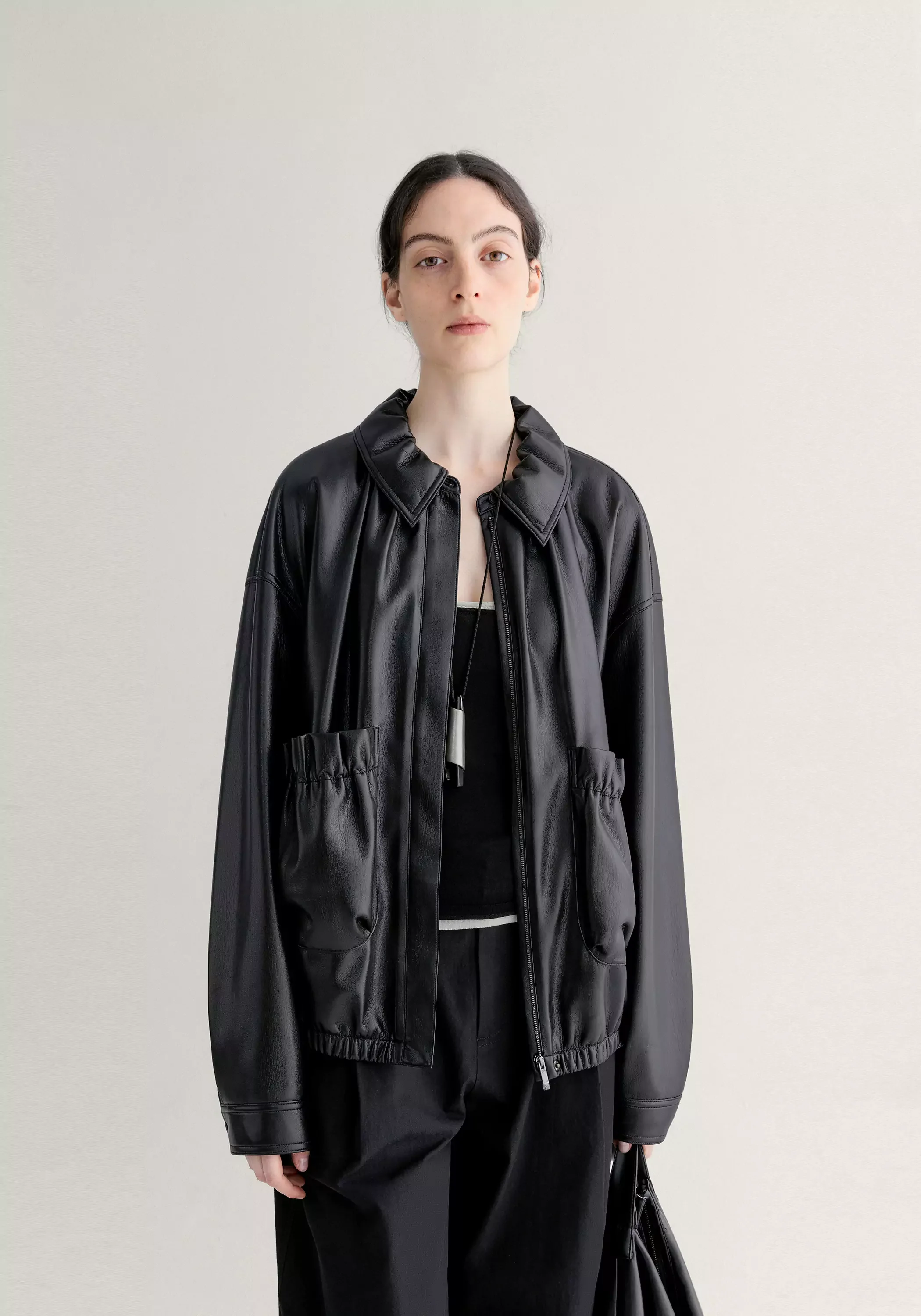 Ruched Leather Jacket - Image 3