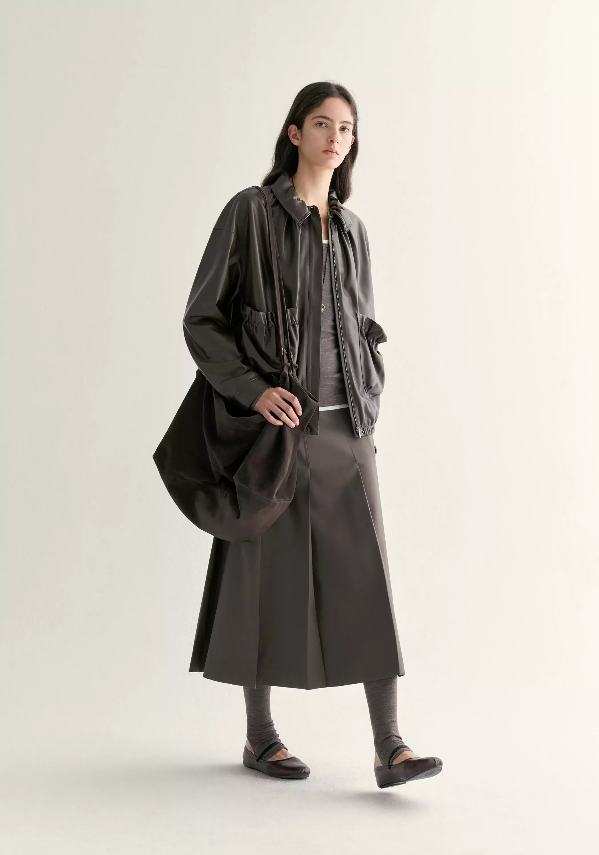 Ruched Leather Jacket - Image 4