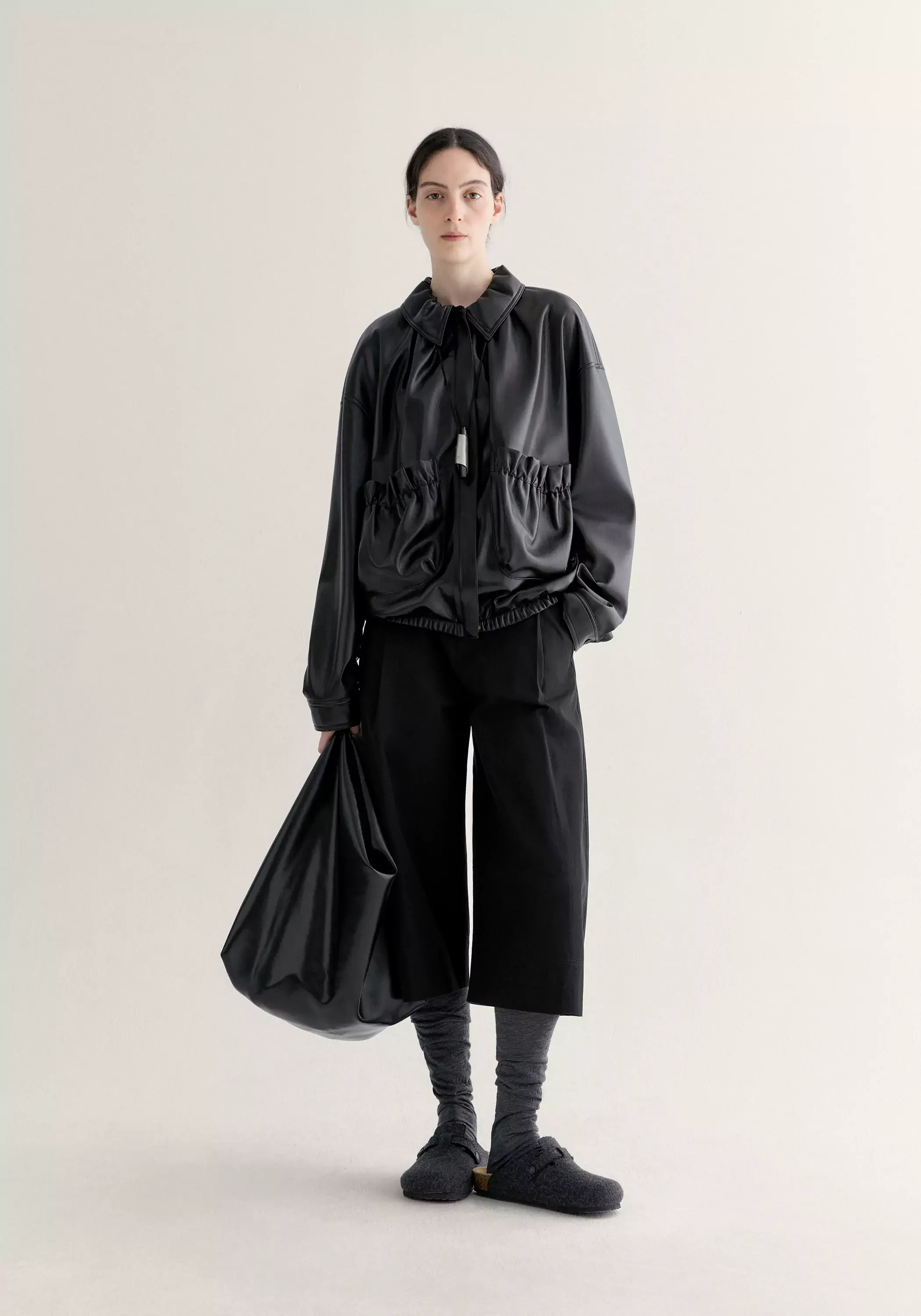 Ruched Leather Jacket - Image 7
