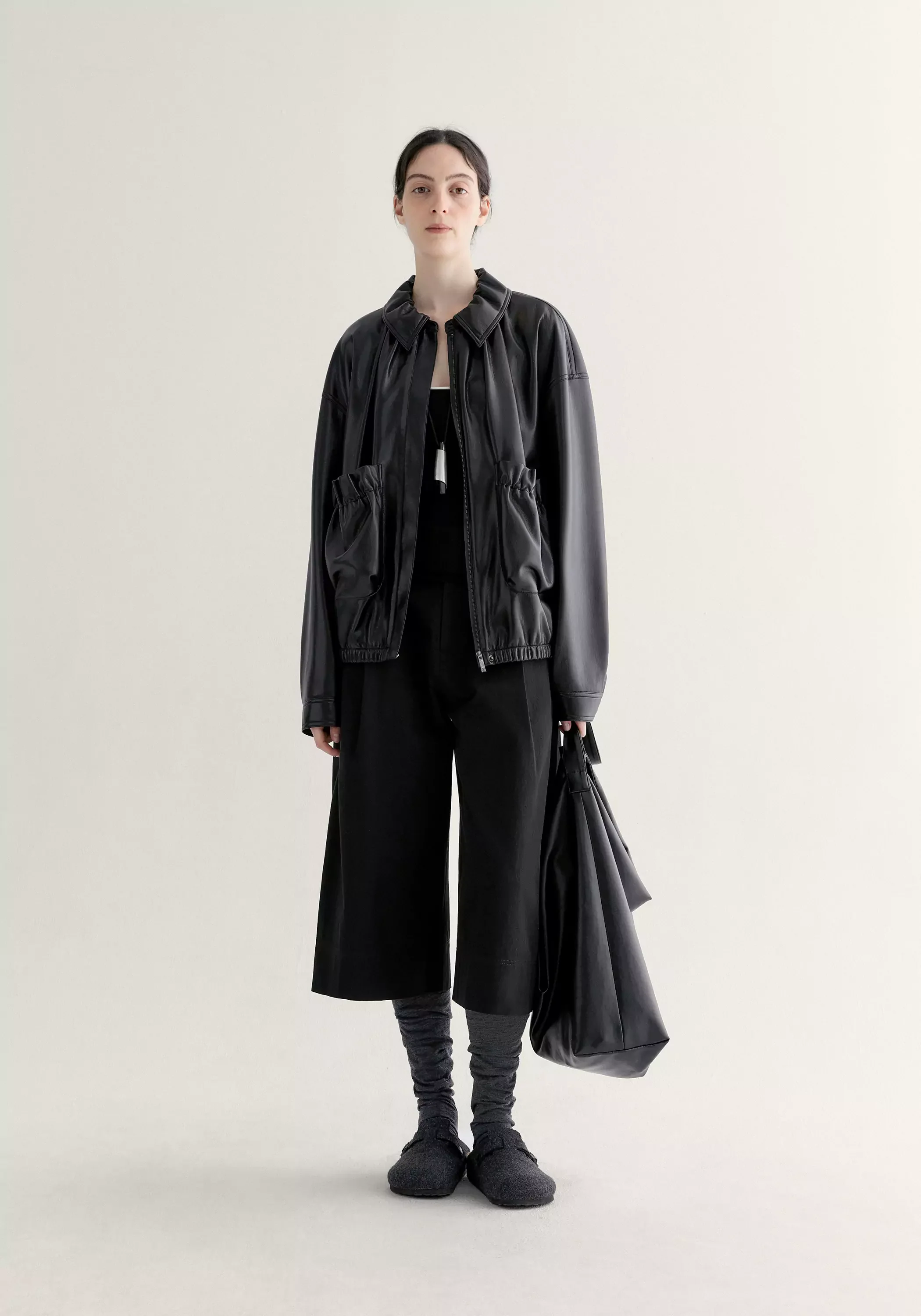Ruched Leather Jacket - Image 9
