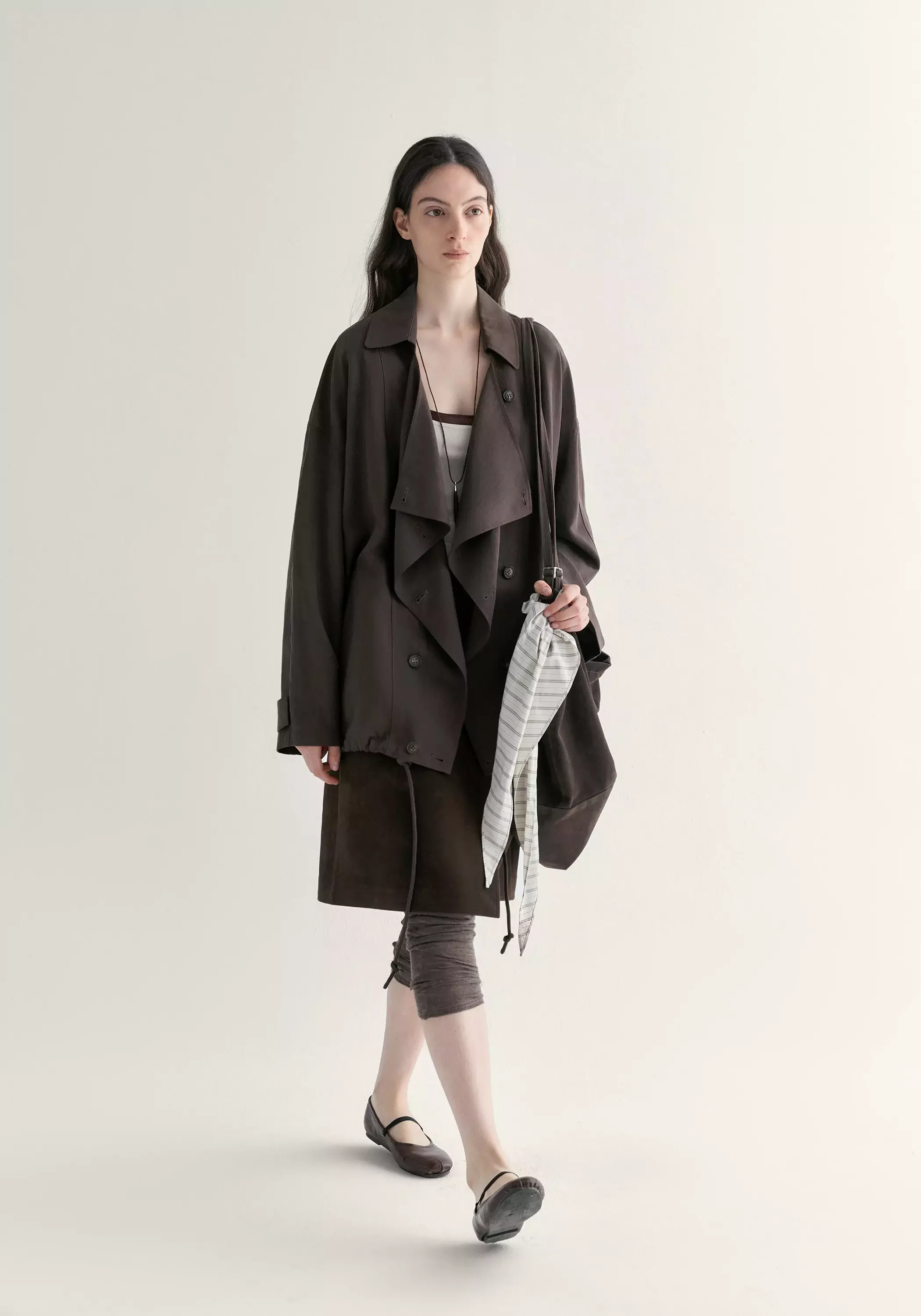Short Draped Trench Coat - Image 11