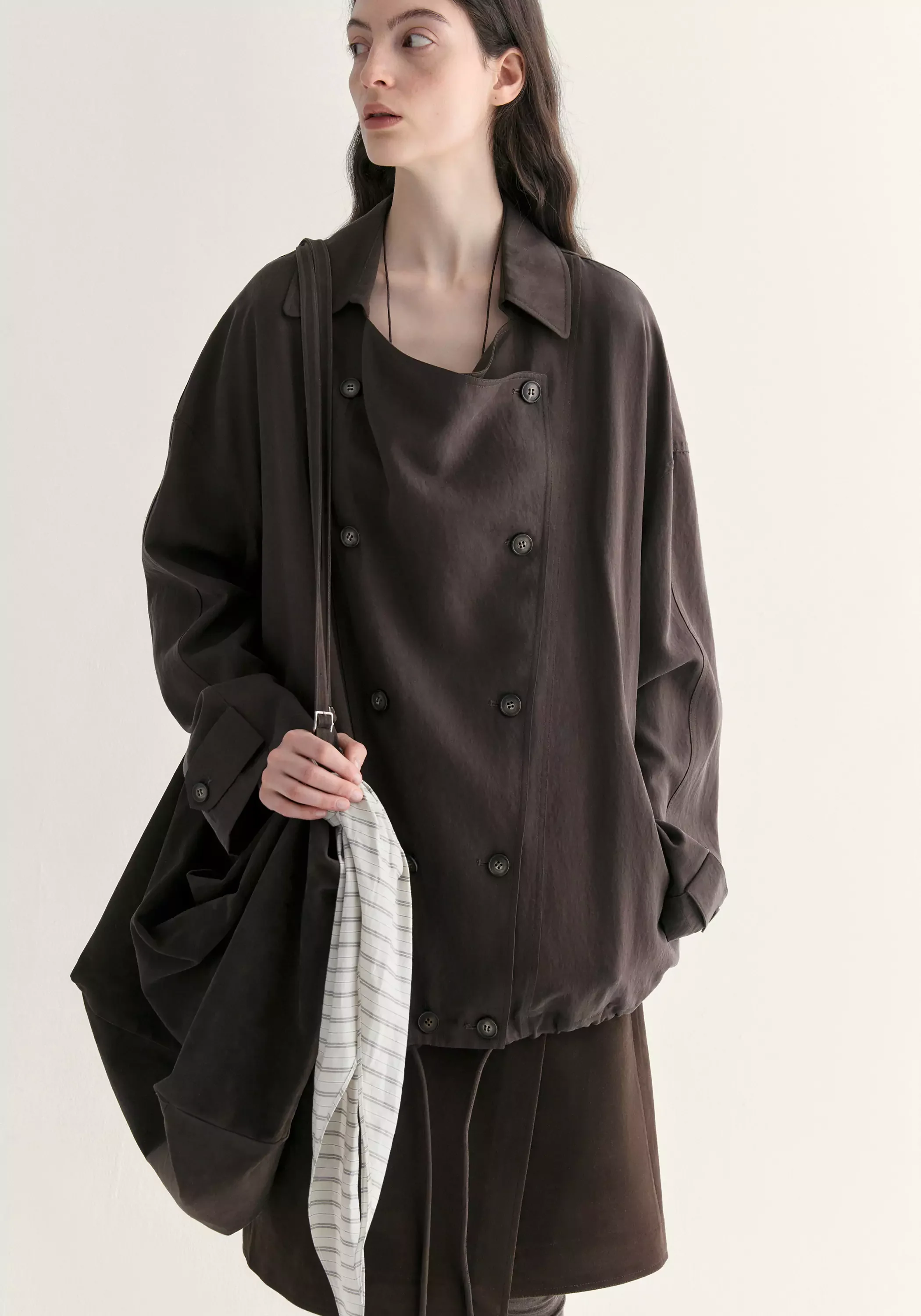 Short Draped Trench Coat - Image 14