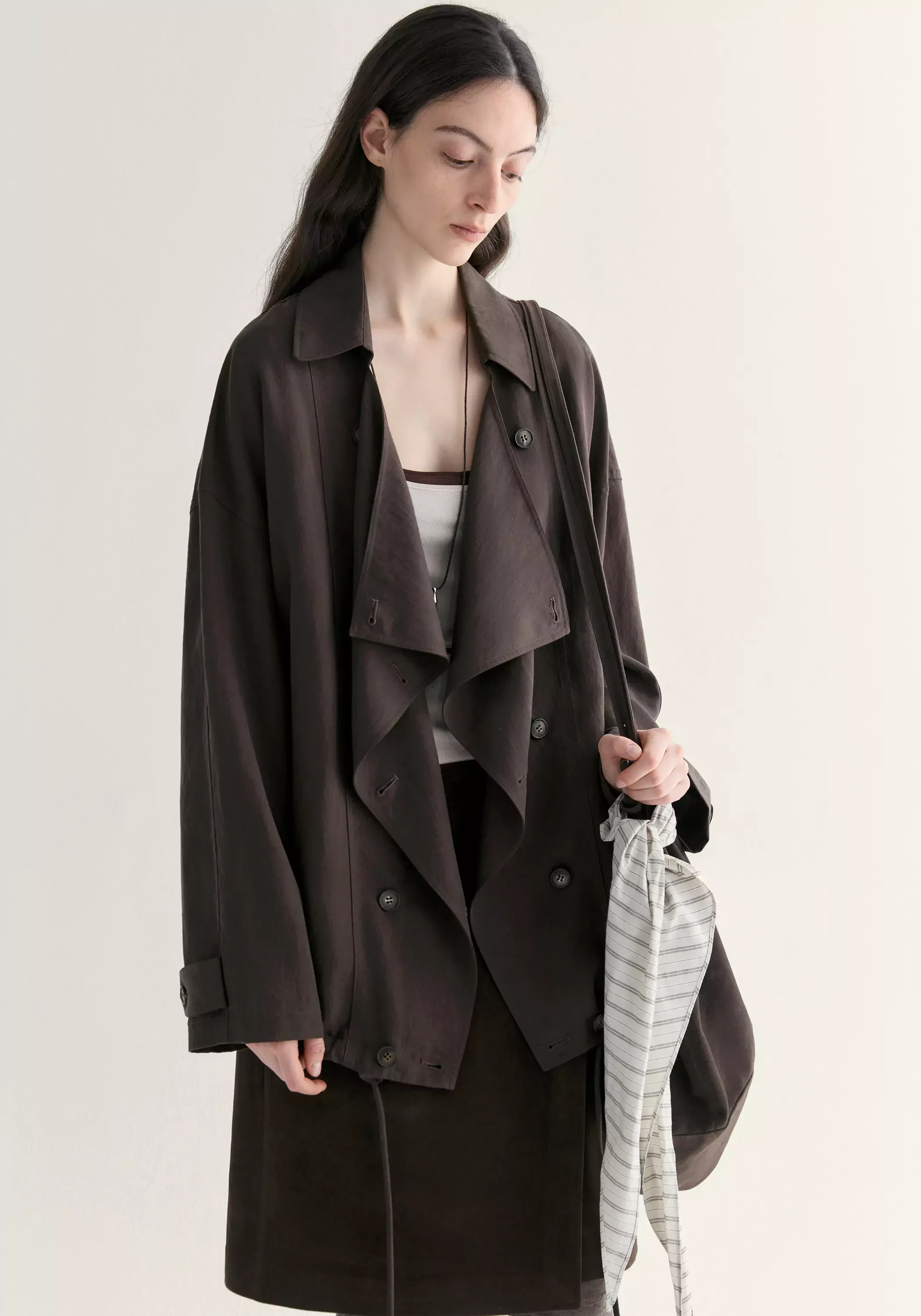 Short Draped Trench Coat - Image 15