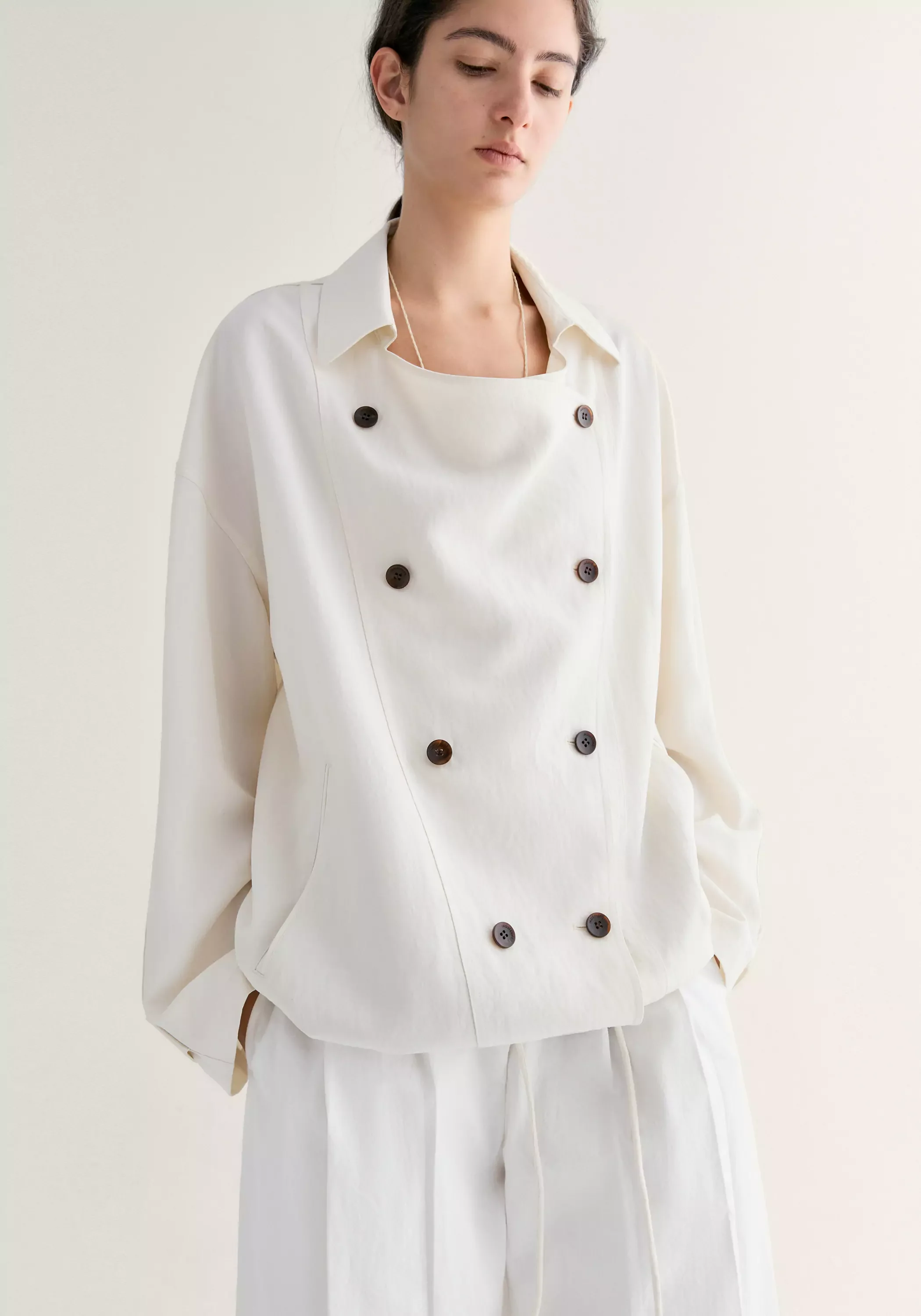 Short Draped Trench Coat - Image 3