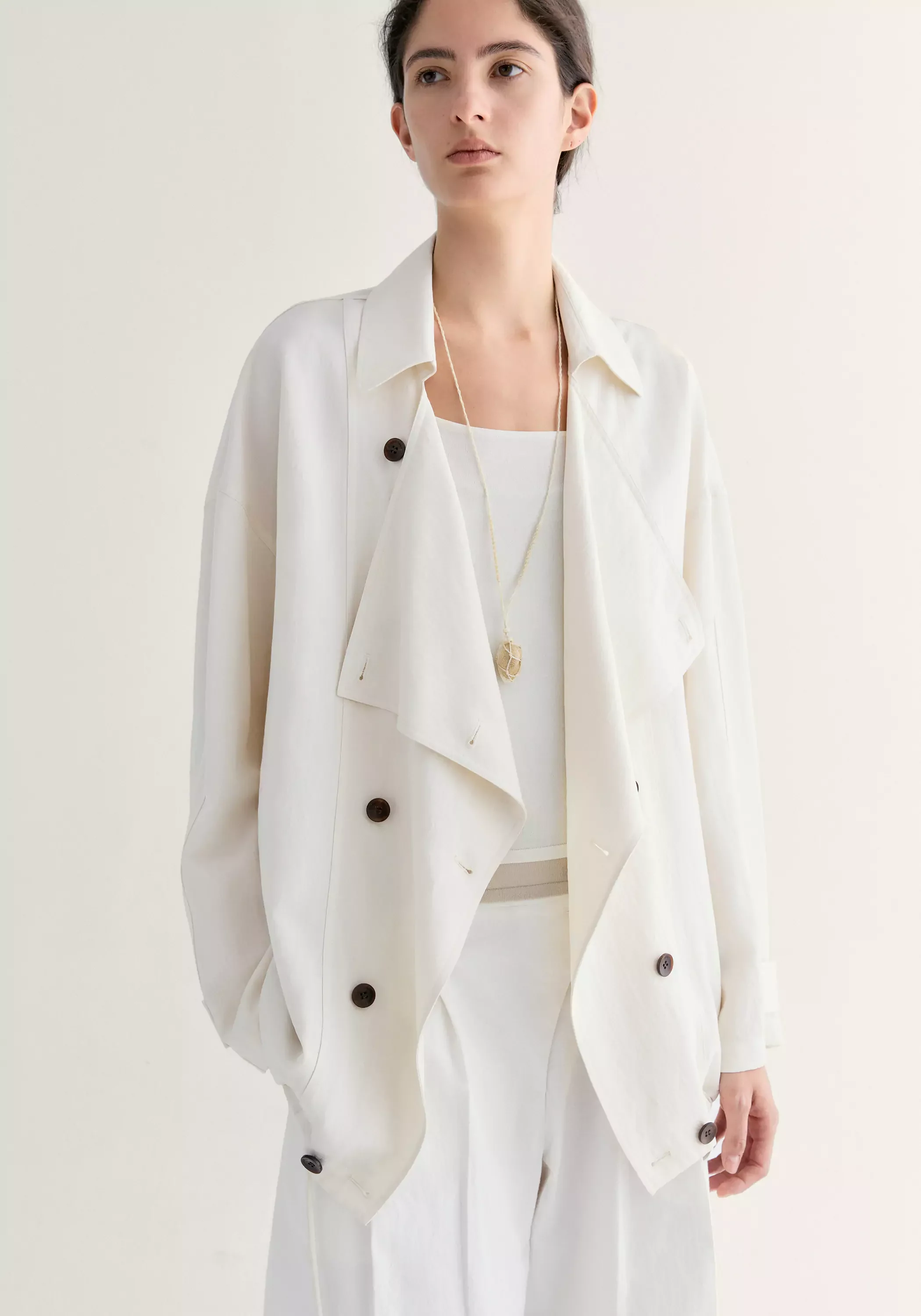 Short Draped Trench Coat - Image 7