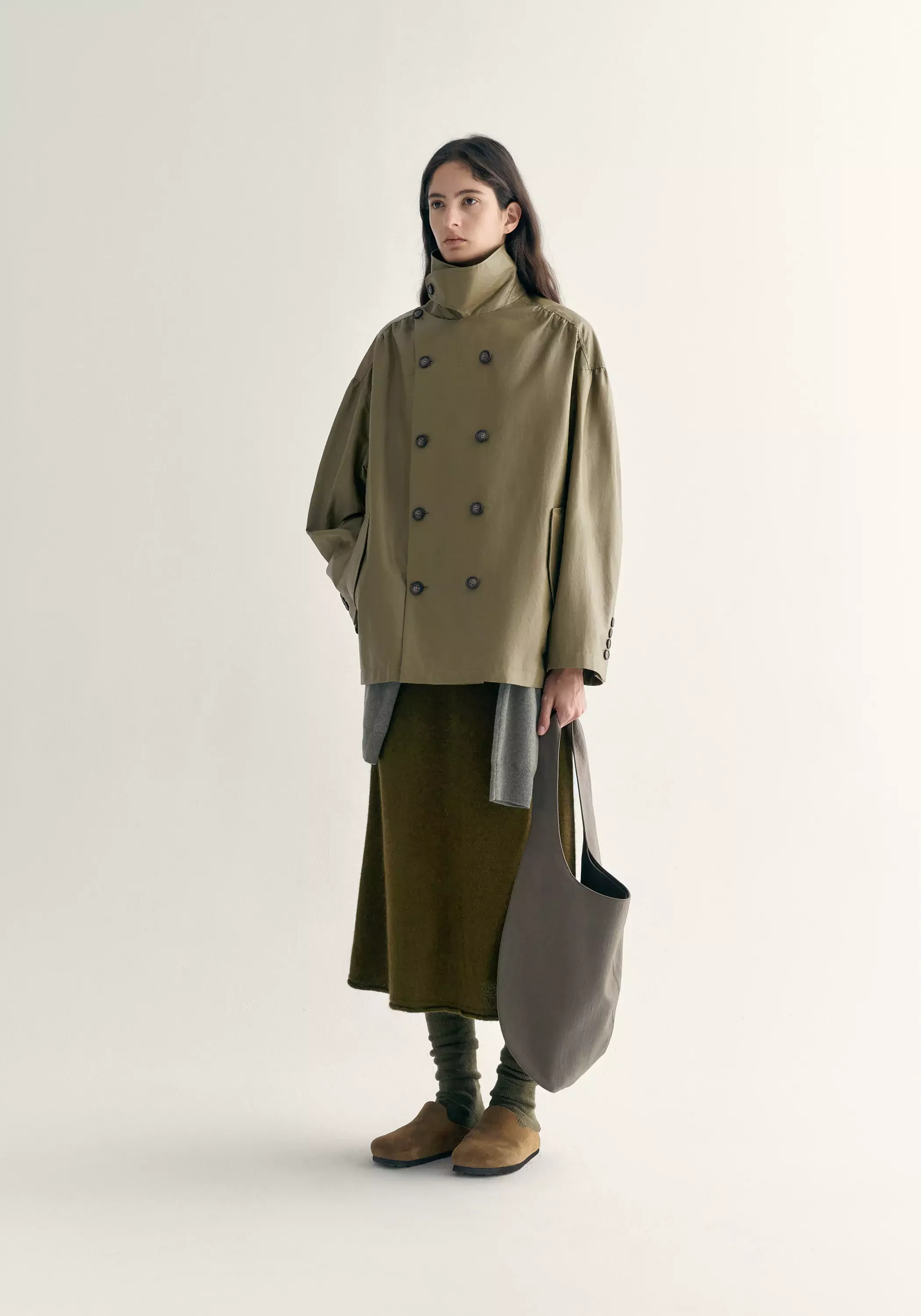 Coated Convertible-collar Short Trench - Image 10
