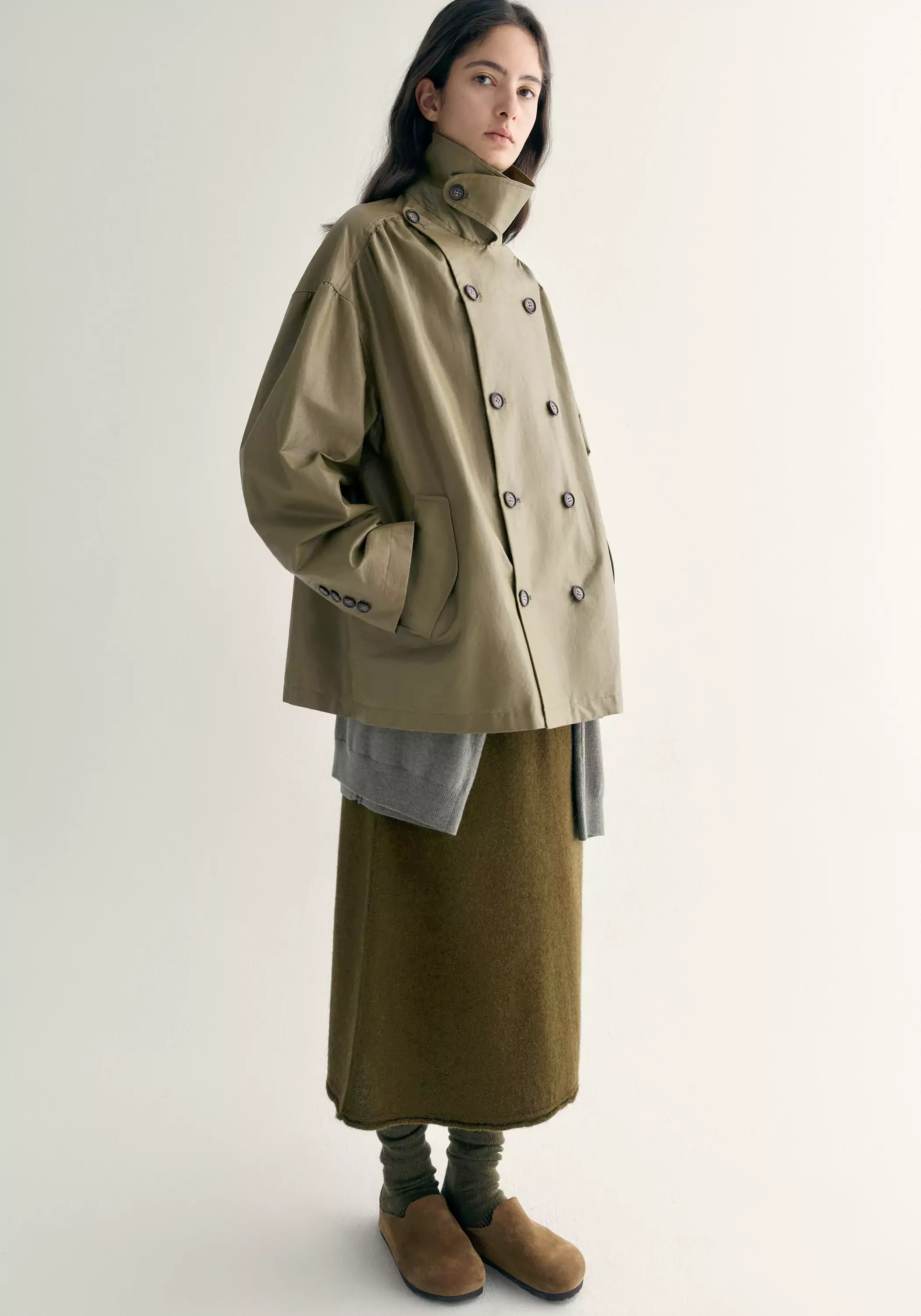 Coated Convertible-collar Short Trench - Image 11