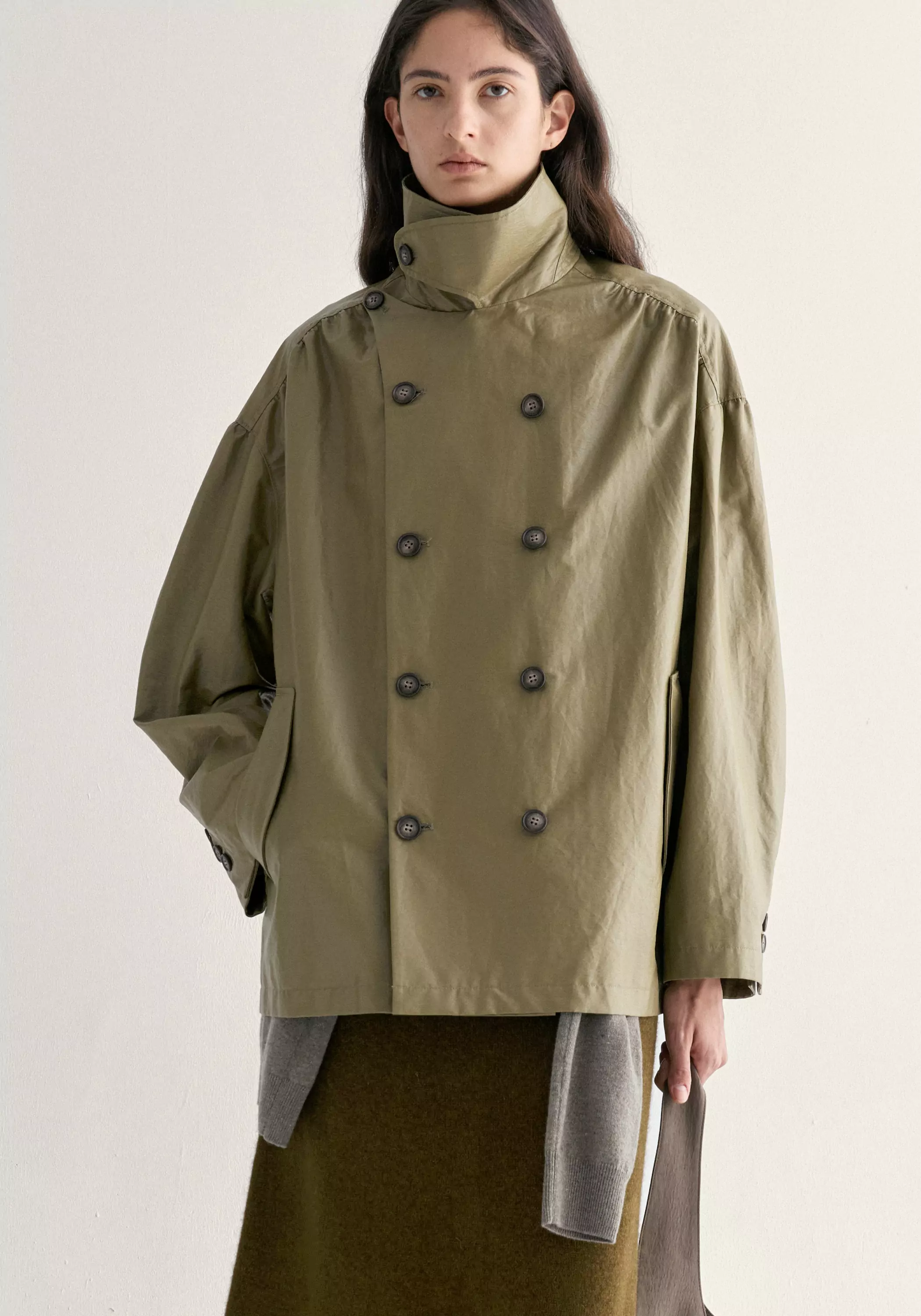 Coated Convertible-collar Short Trench - Image 12