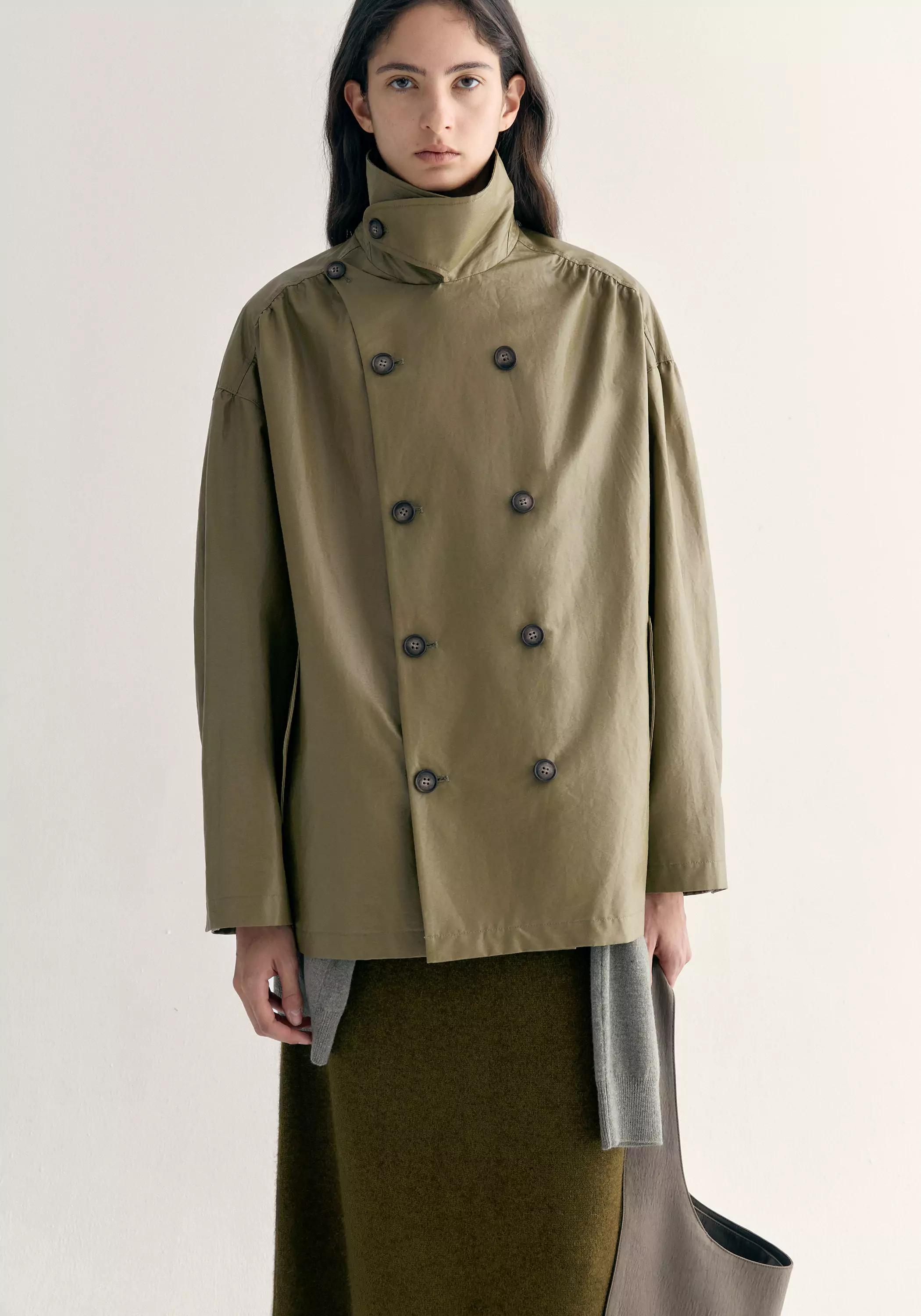 Coated Convertible-collar Short Trench - Image 14
