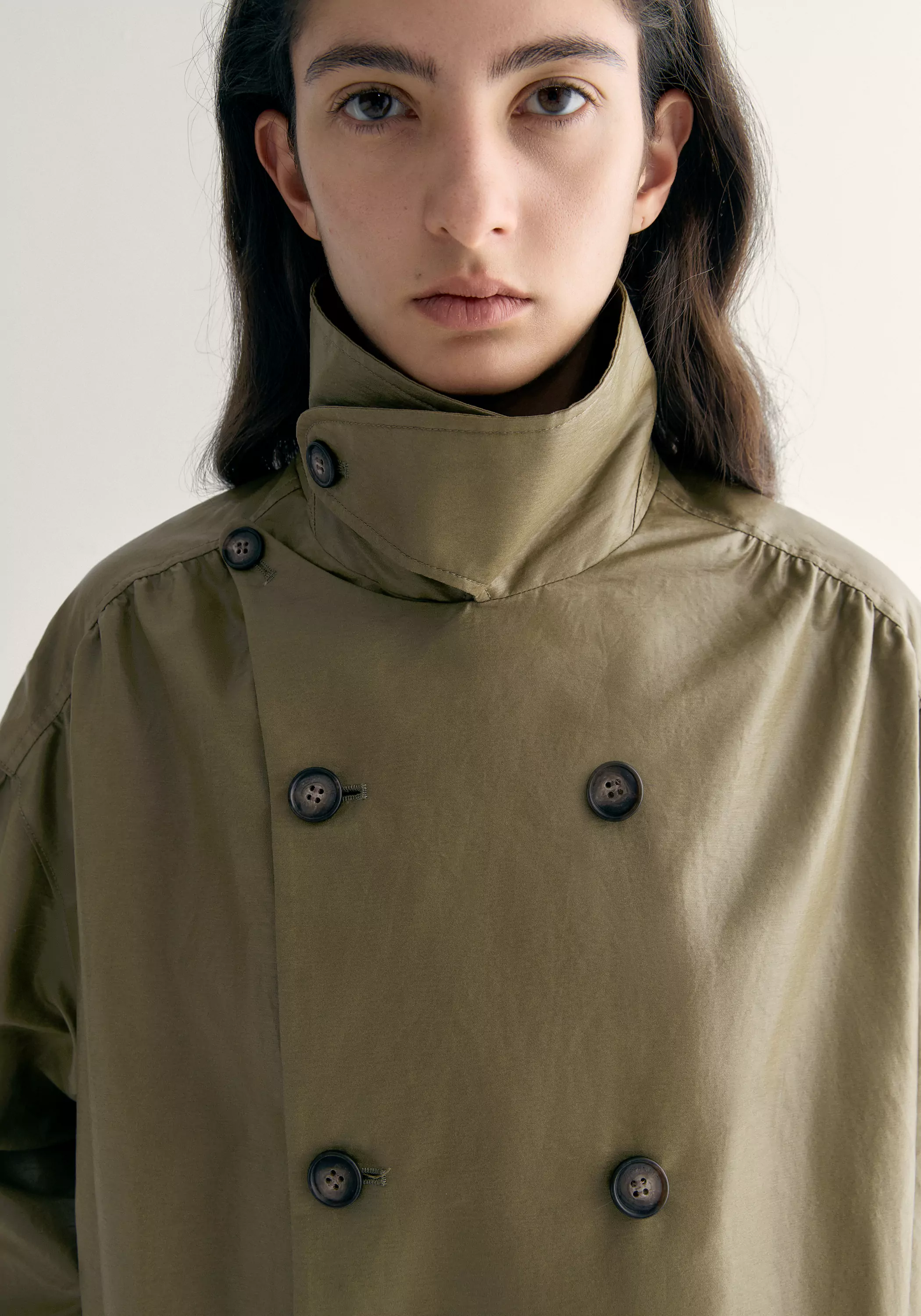 Coated Convertible-collar Short Trench - Image 19