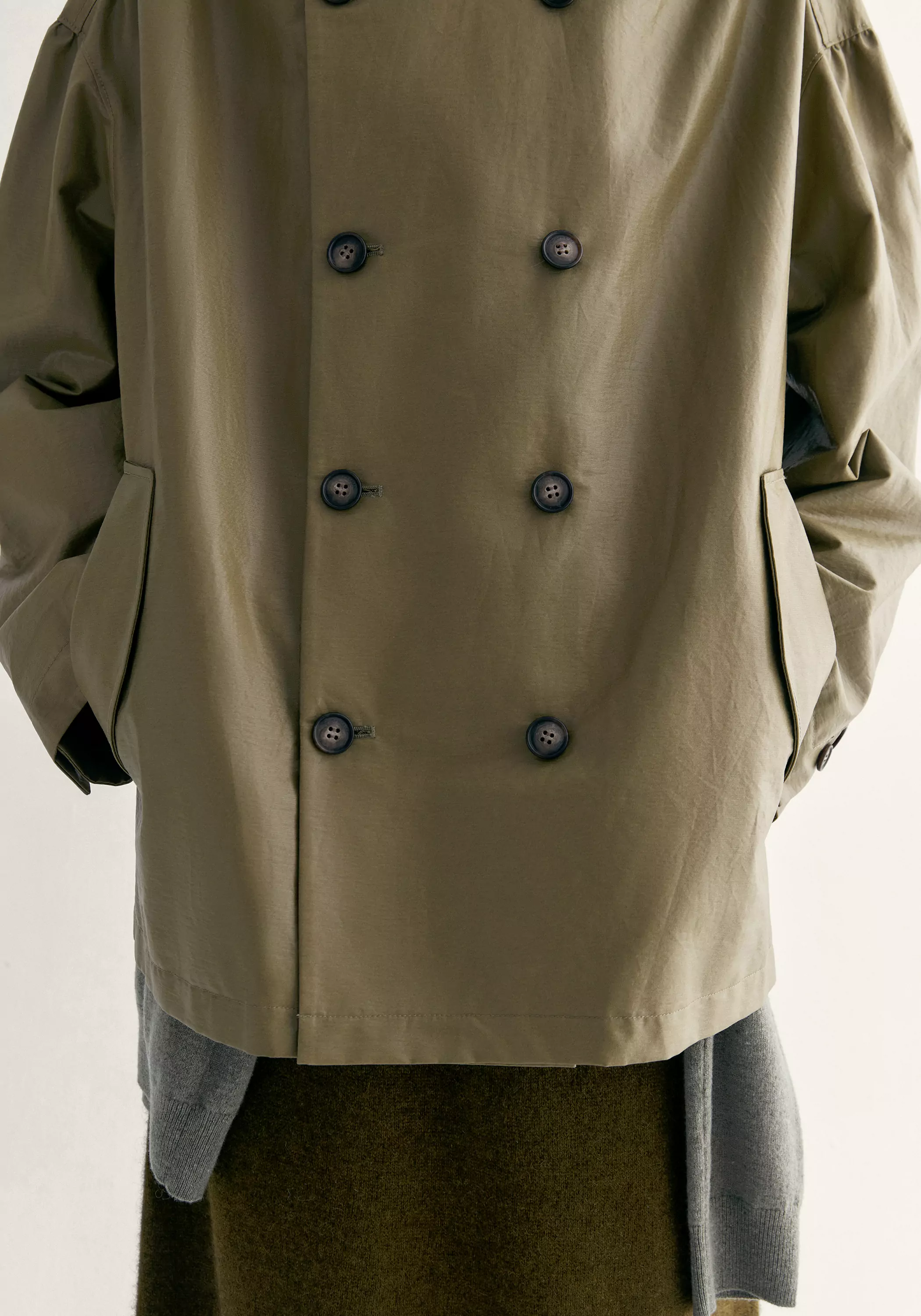 Coated Convertible-collar Short Trench - Image 20