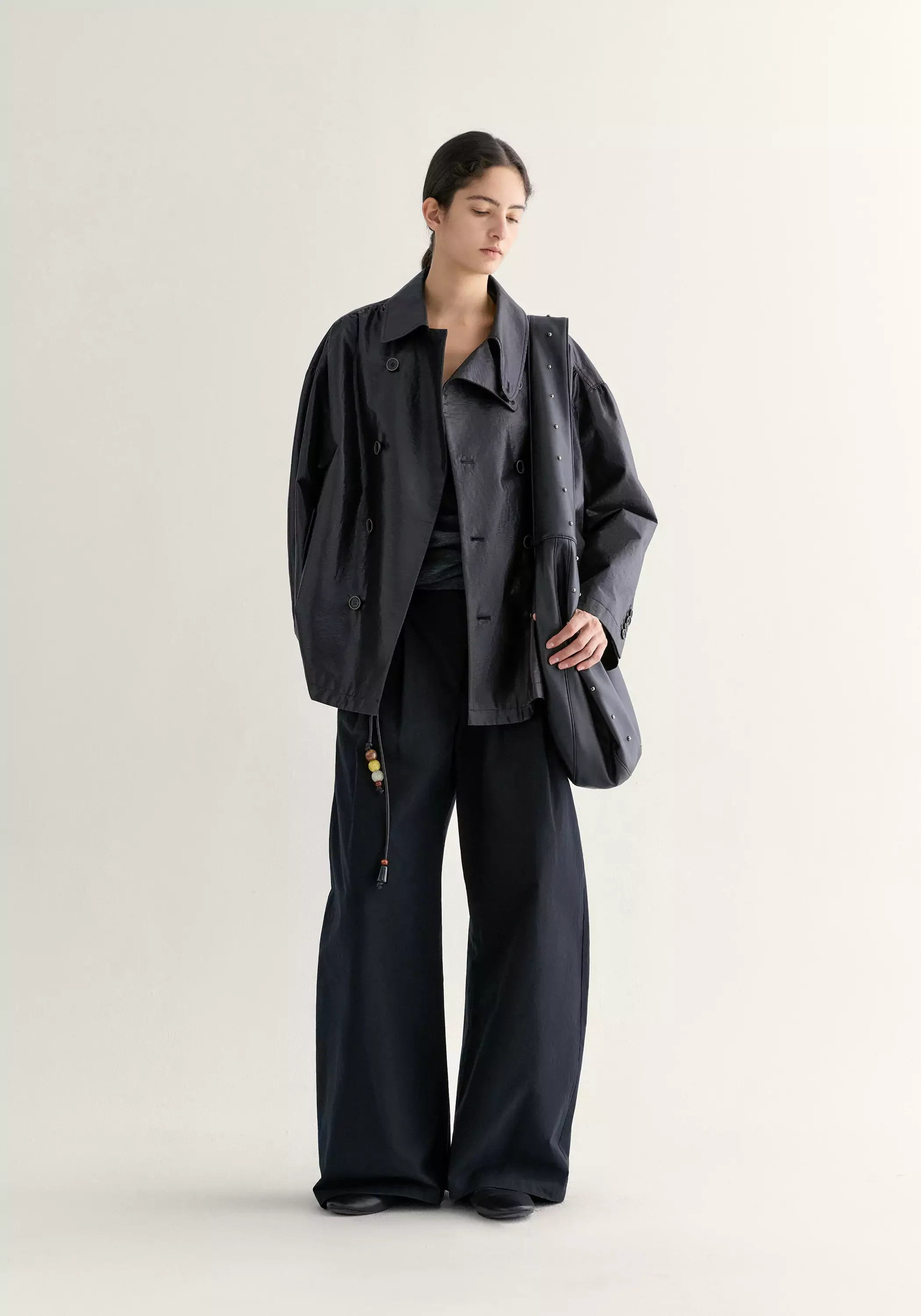 Coated Convertible-collar Short Trench - Image 4