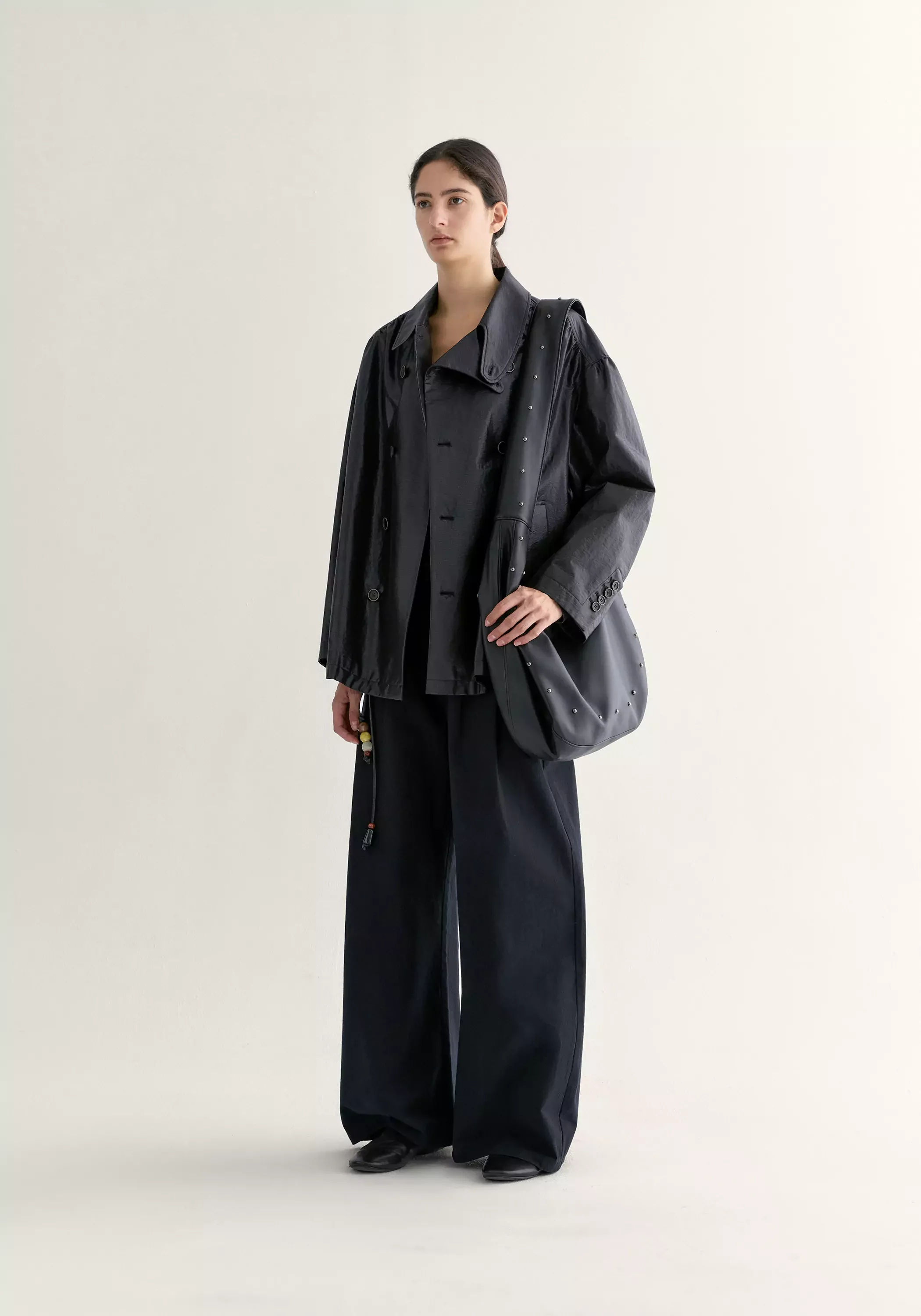 Coated Convertible-collar Short Trench - Image 5