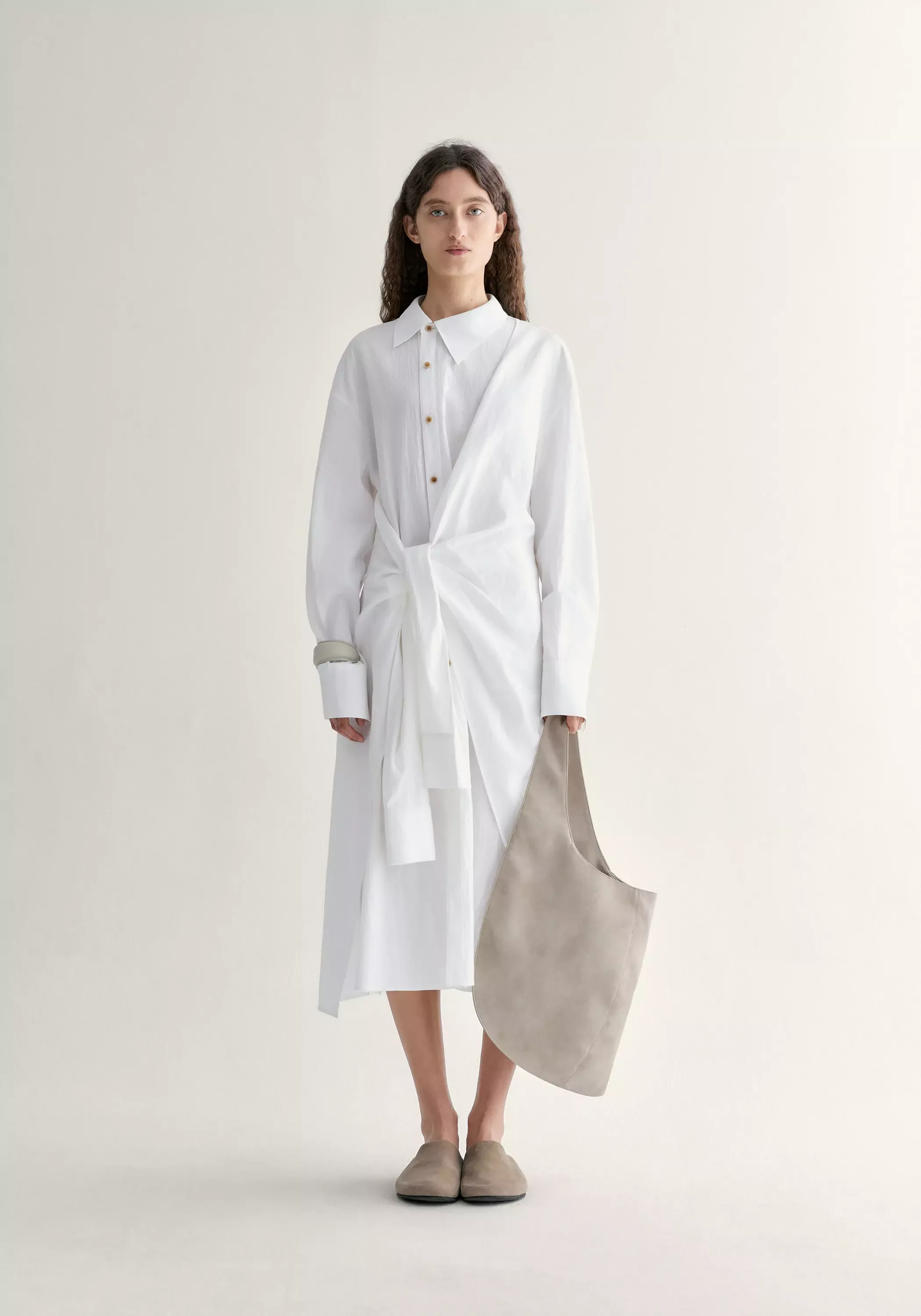 Slant-placket Cotton Dress - Image 3