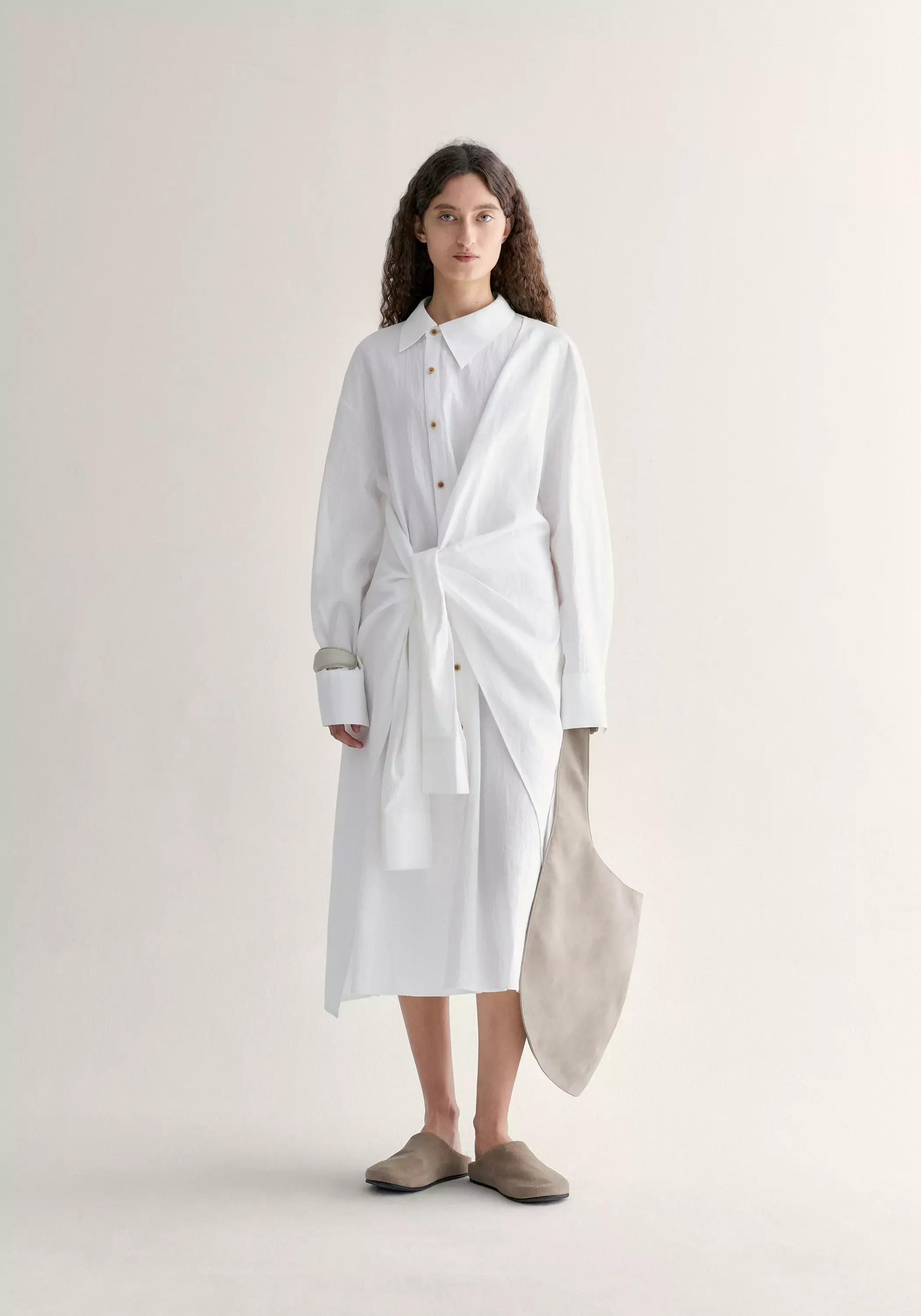 Slant-placket Cotton Dress - Image 4