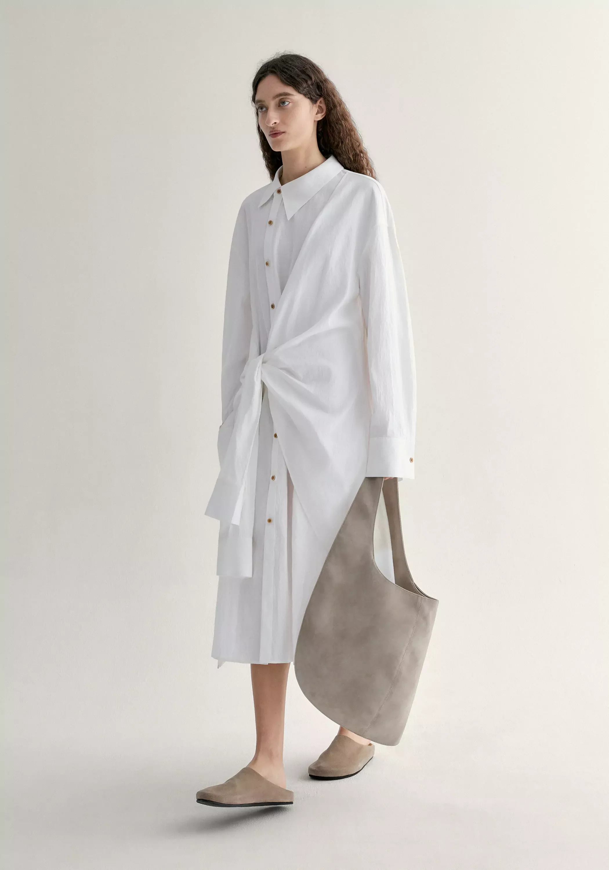 Slant-placket Cotton Dress - Image 5