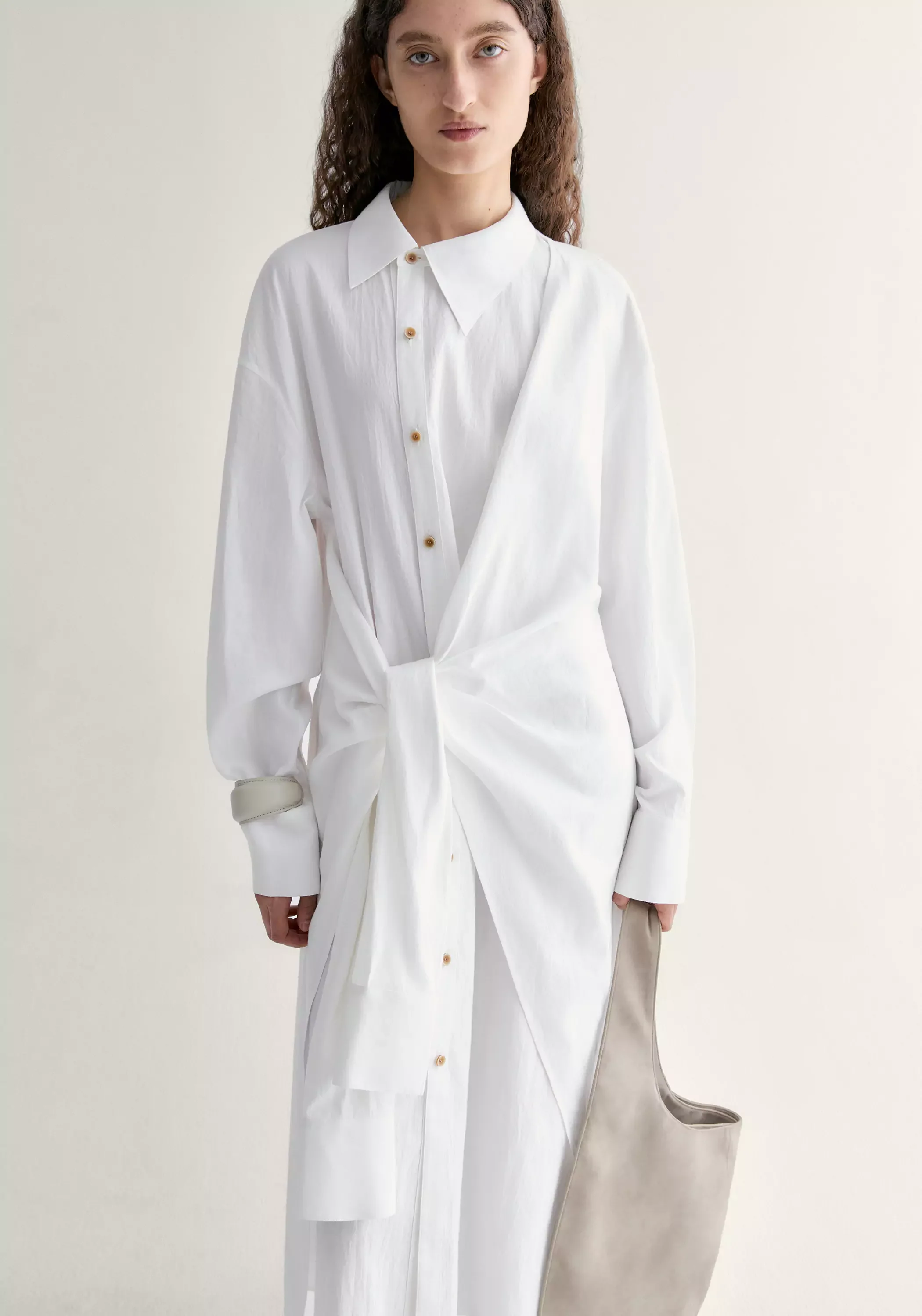 Slant-placket Cotton Dress - Image 7