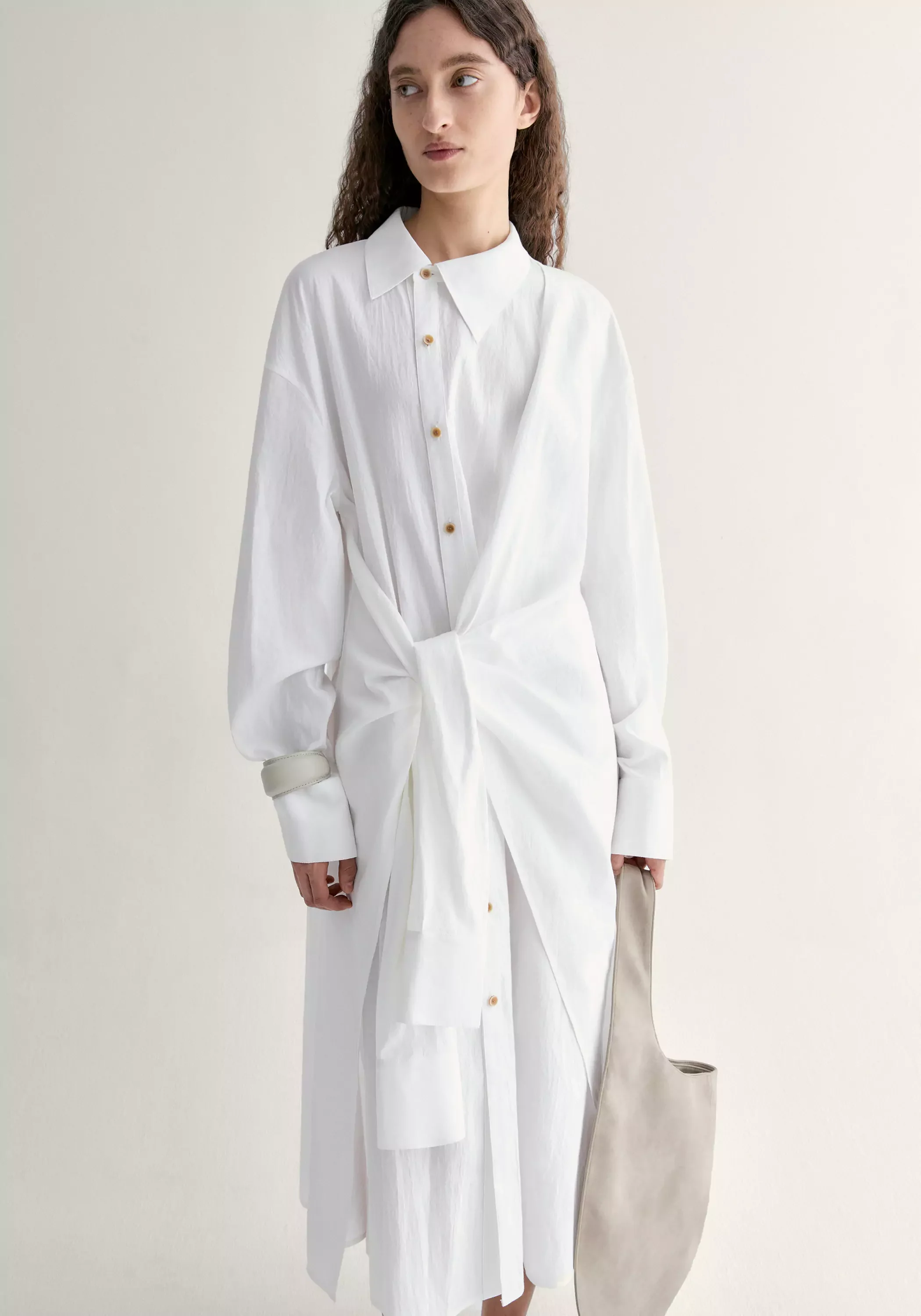 Slant-placket Cotton Dress - Image 8