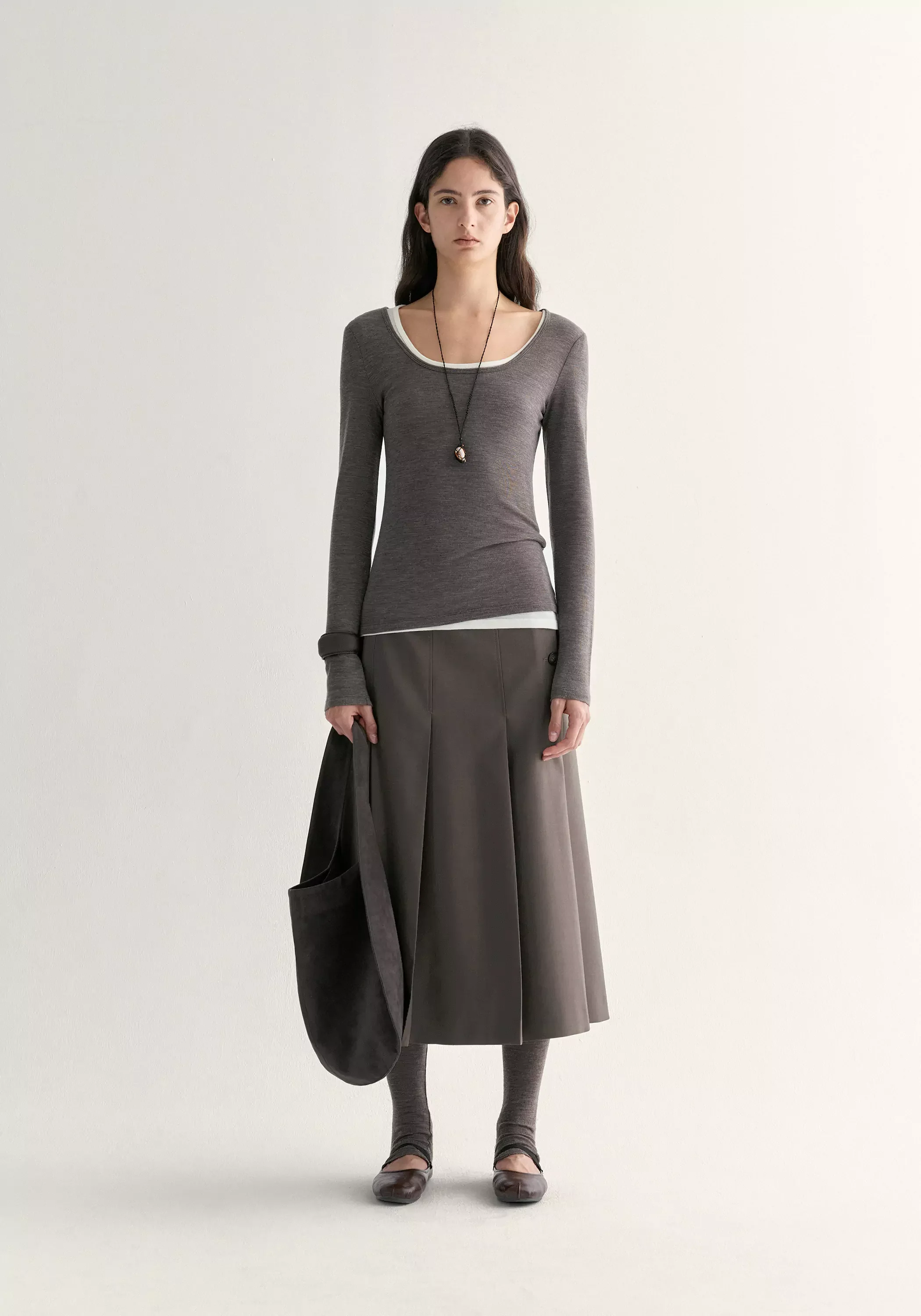 Merino Wool Pleated Skirt - Image 13