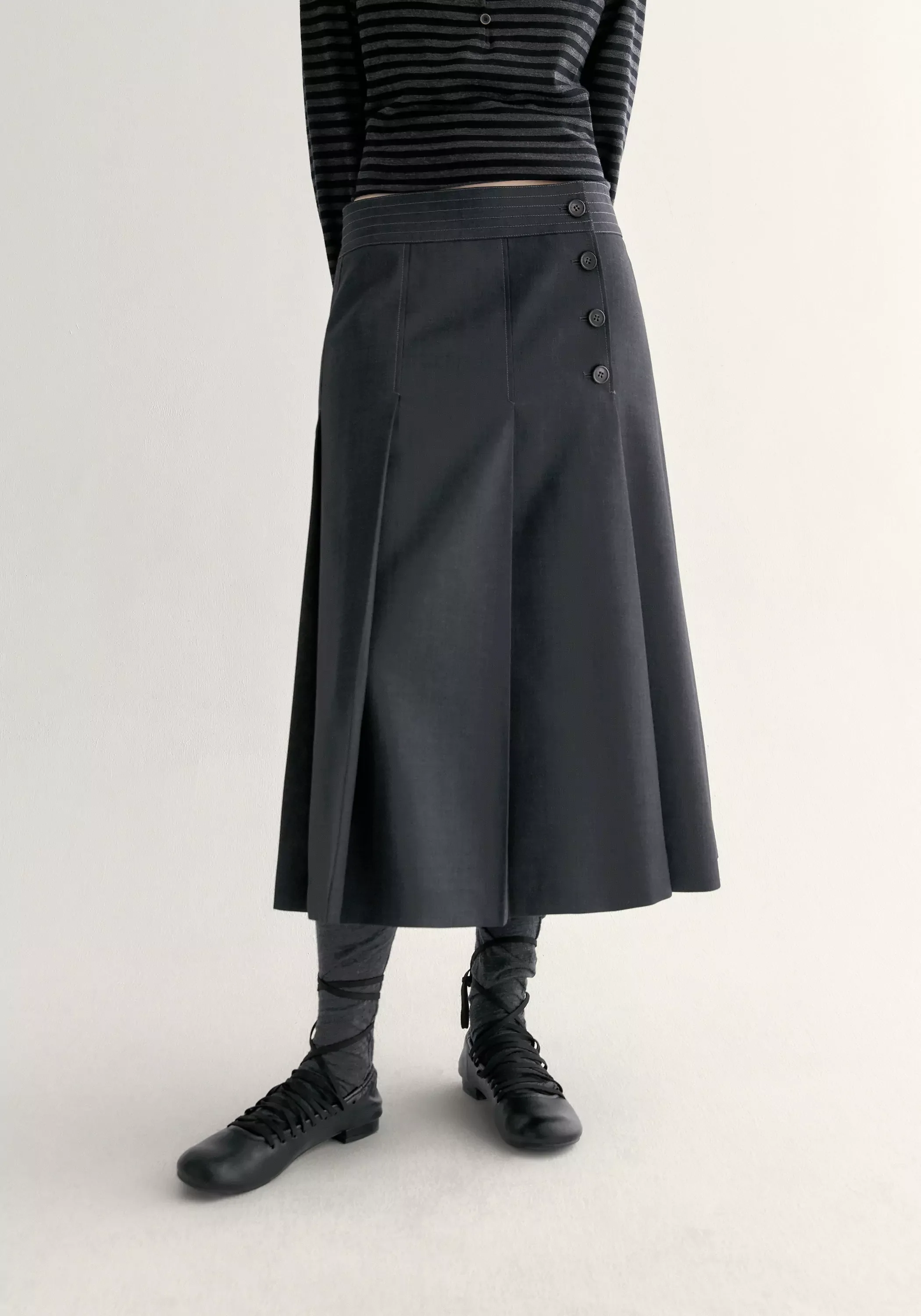 Merino Wool Pleated Skirt - Image 6