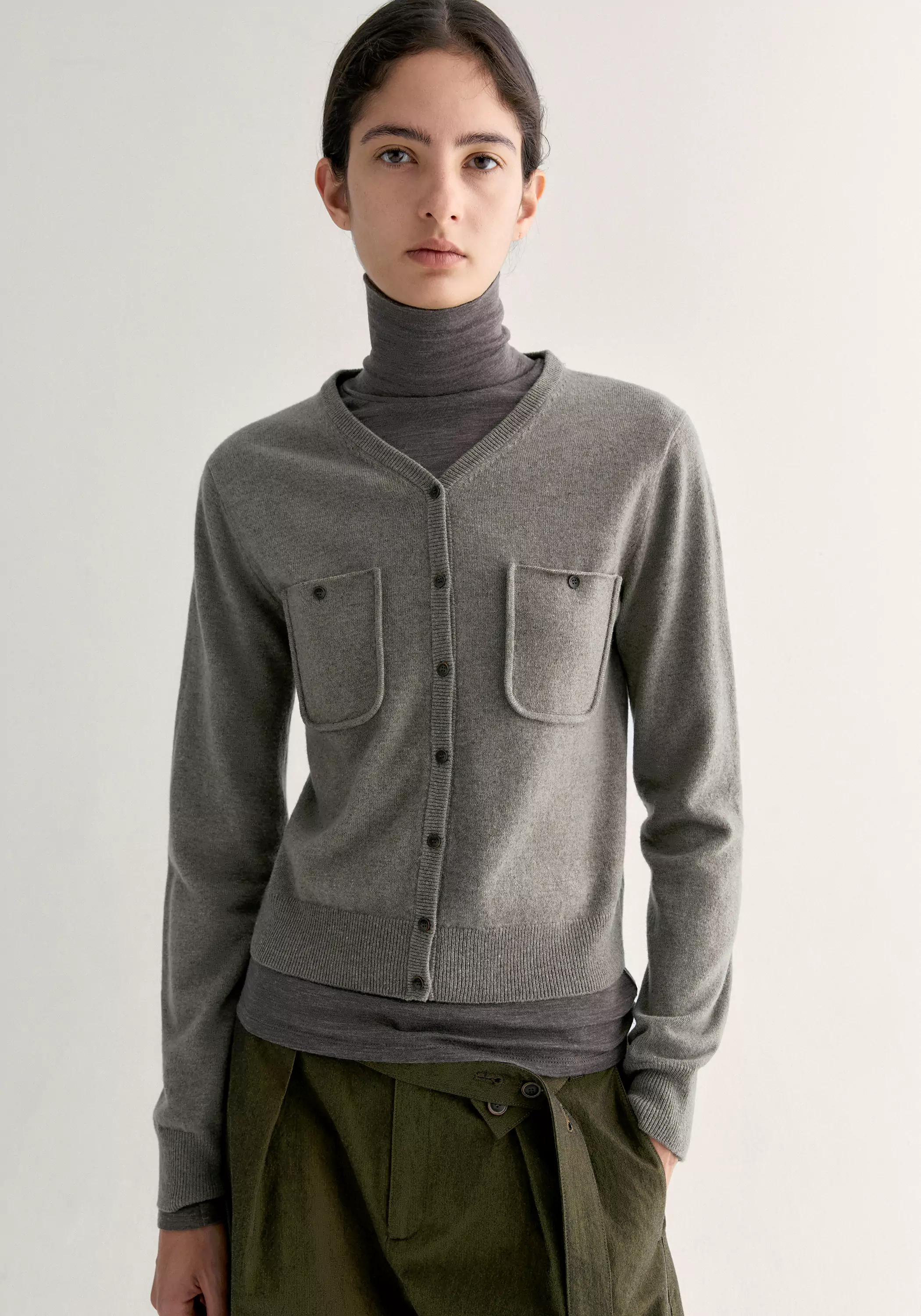 Merino Wool V-neck Cardigan - Image 17