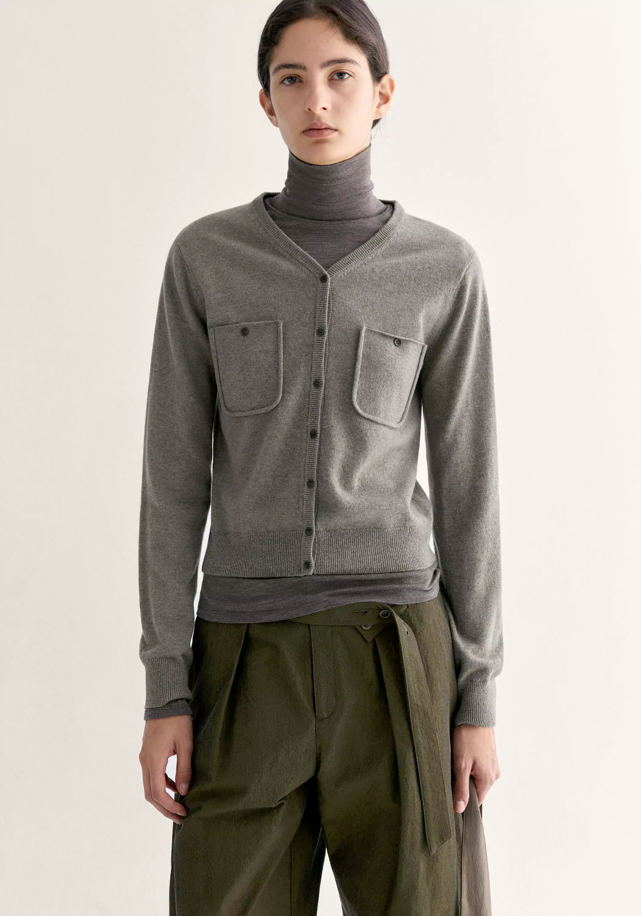 Merino Wool V-neck Cardigan - Image 4