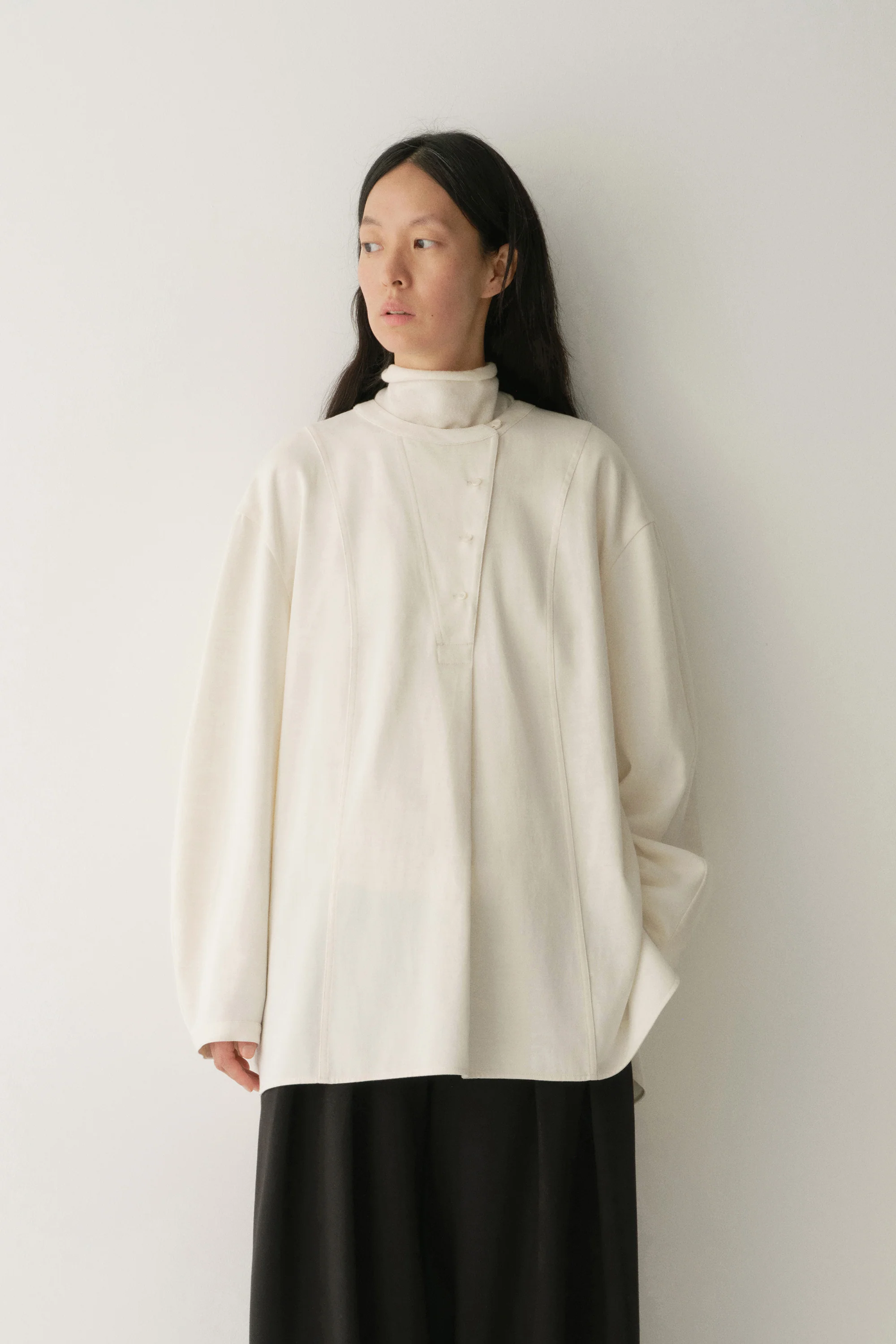 Curved Placket Flare Shirt