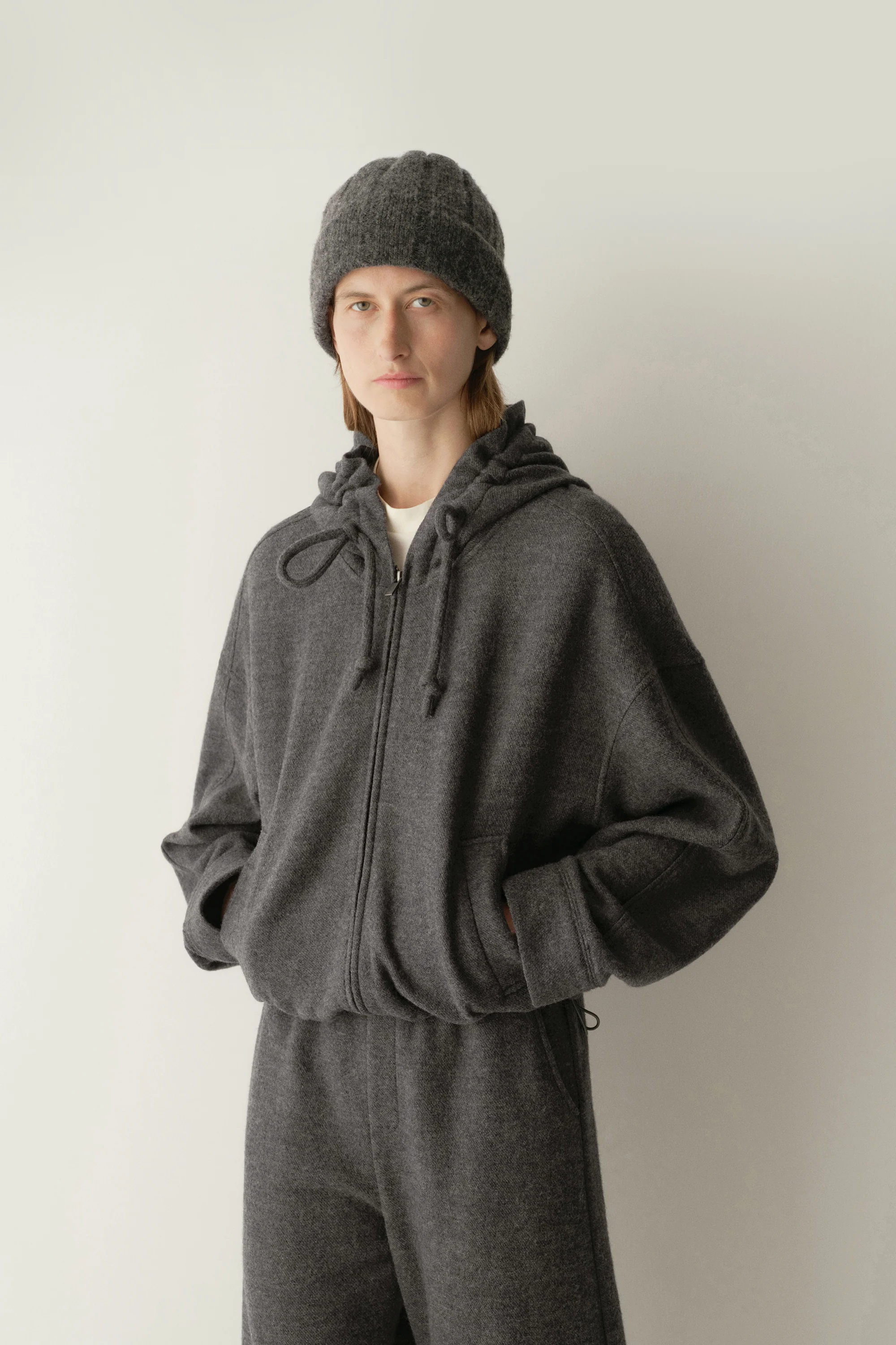 Drawsting Wool Hoodie