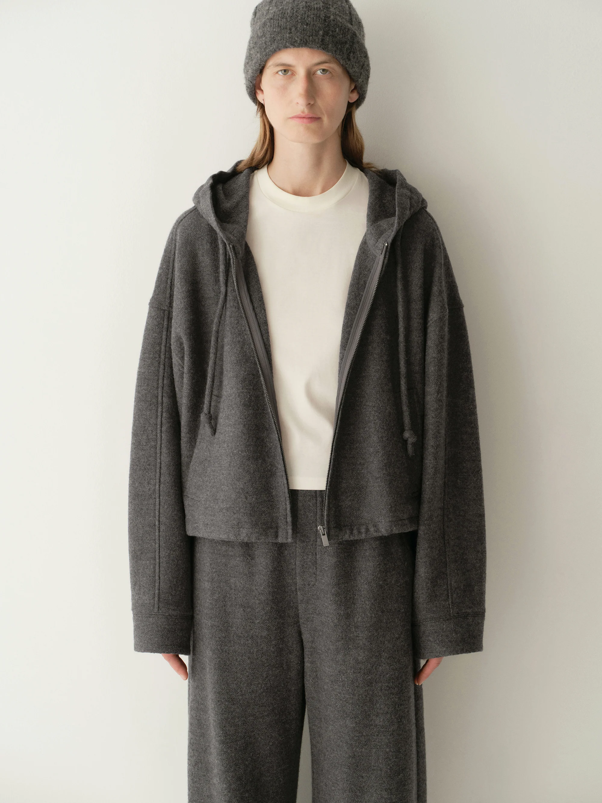 Drawsting Wool Hoodie - Image 9