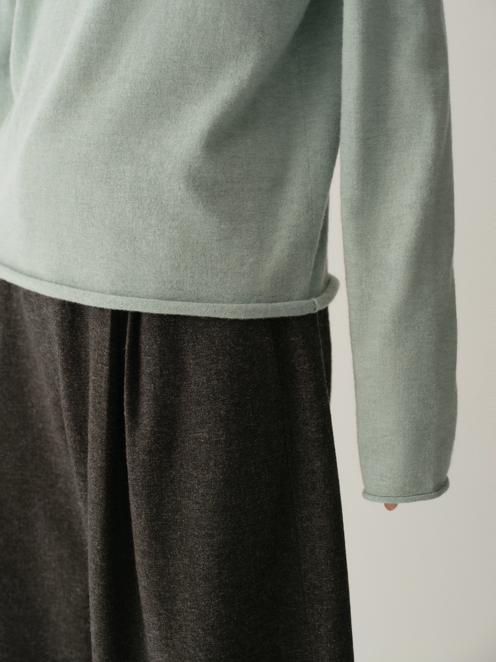 Merino Wool Two-way Collar Top - Image 11