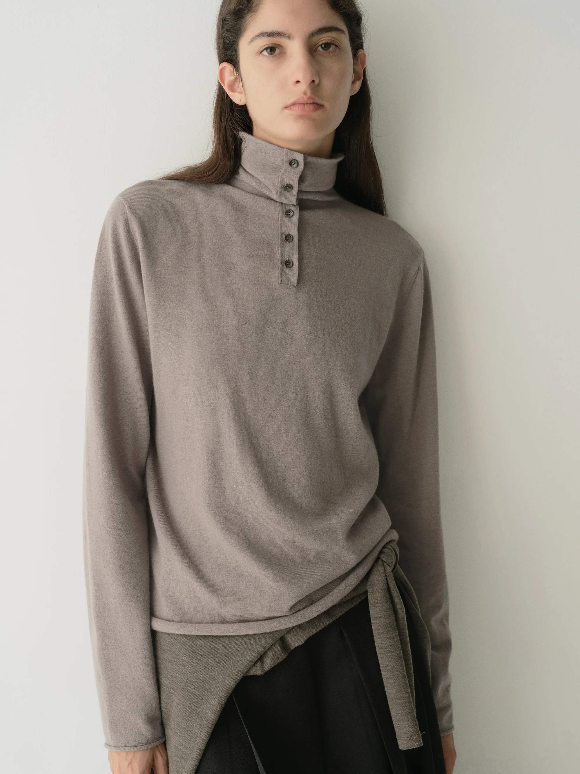 Merino Wool Two-way Collar Top - Image 19