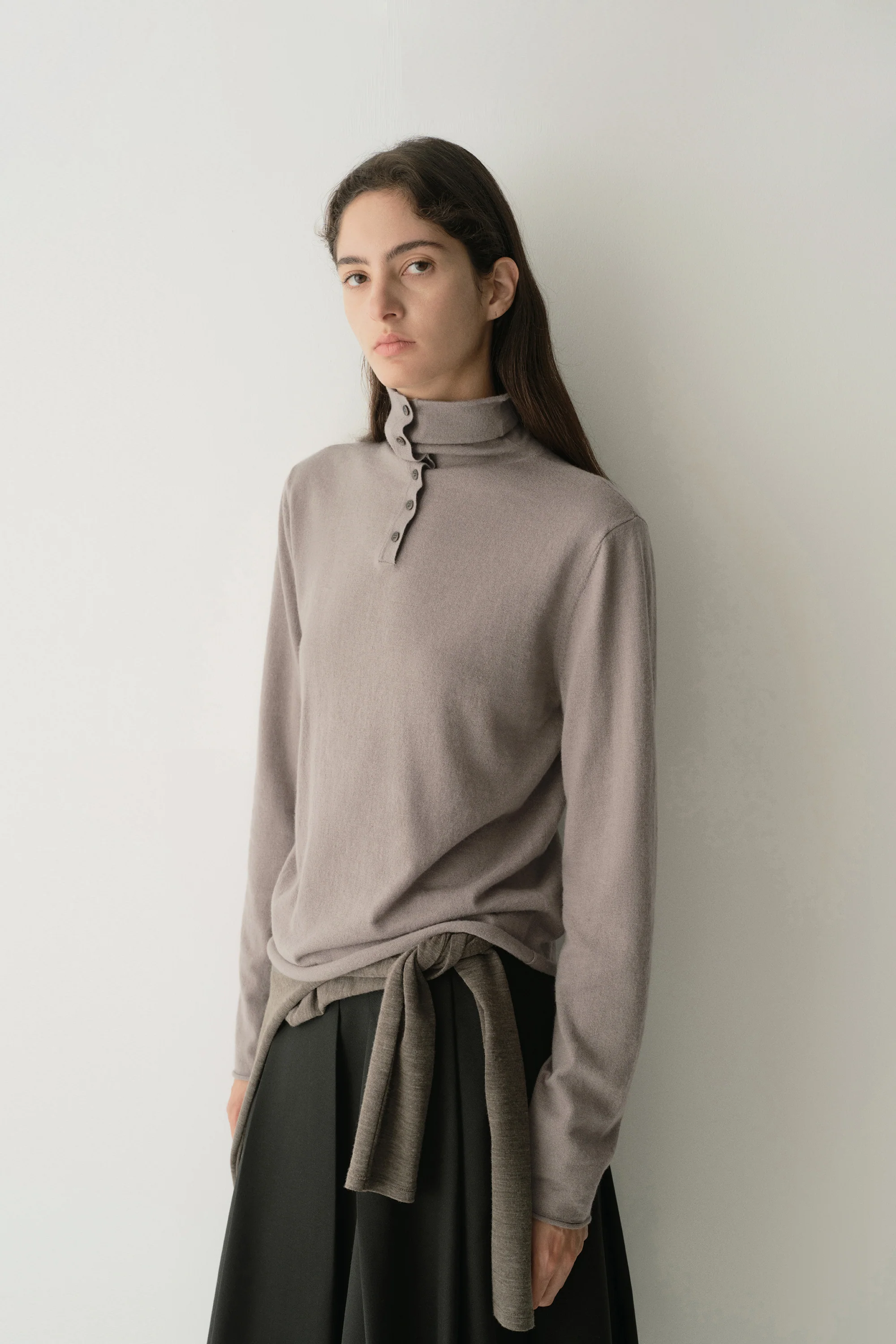 Merino Wool Two-way Collar Top - Image 4