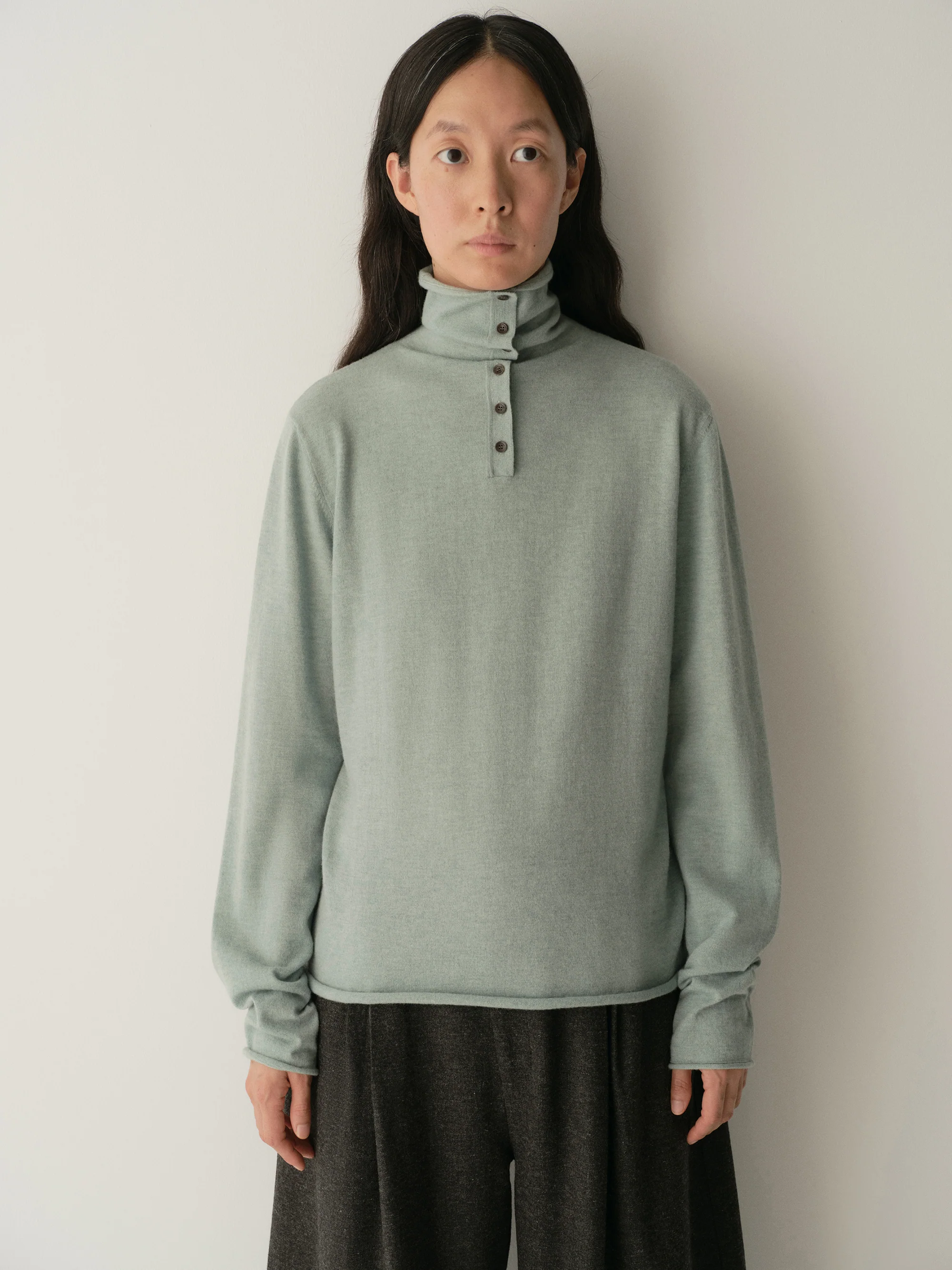 Merino Wool Two-way Collar Top - Image 8