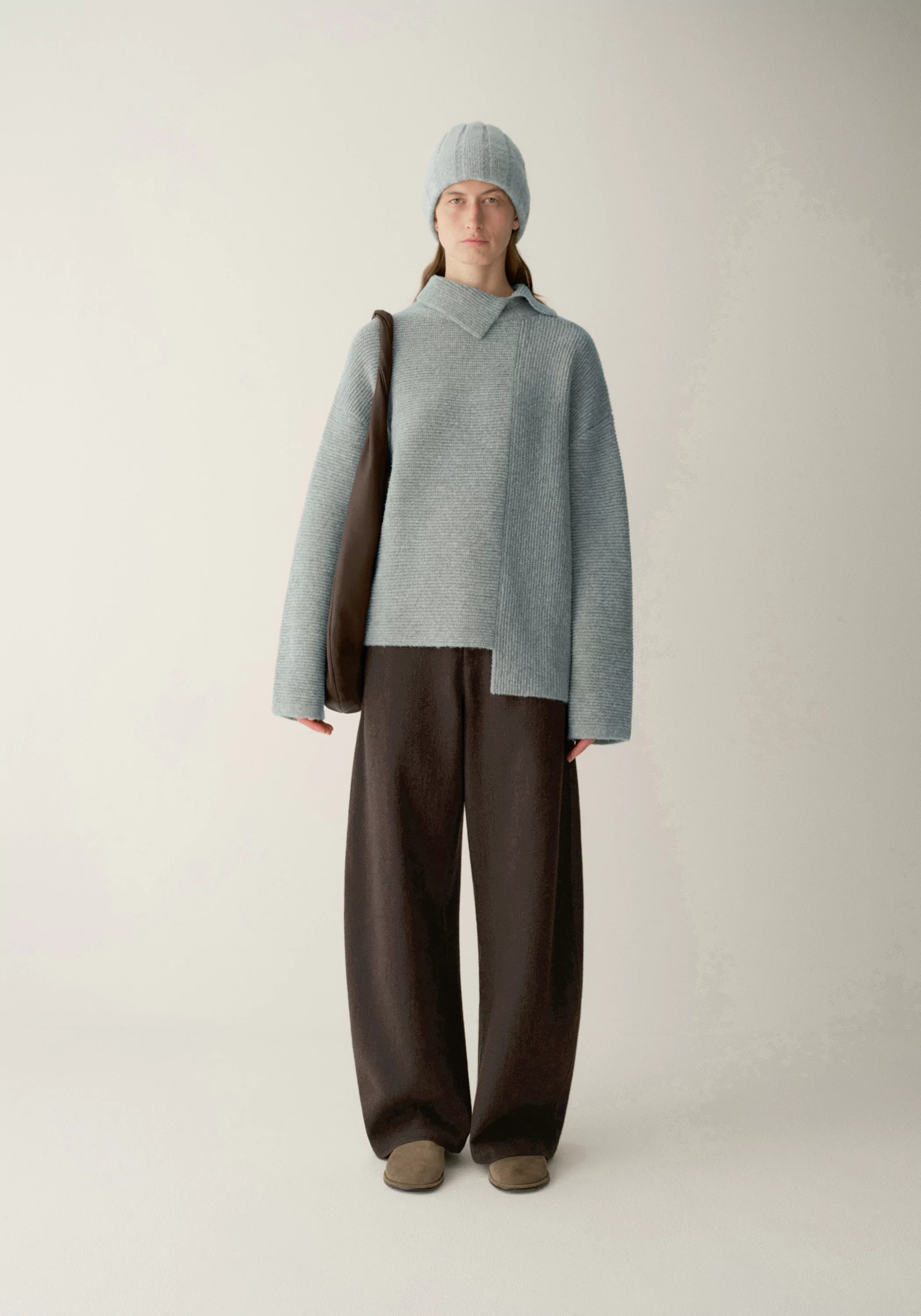 Merino Wool Asymmetrical Textured Sweater - Image 11