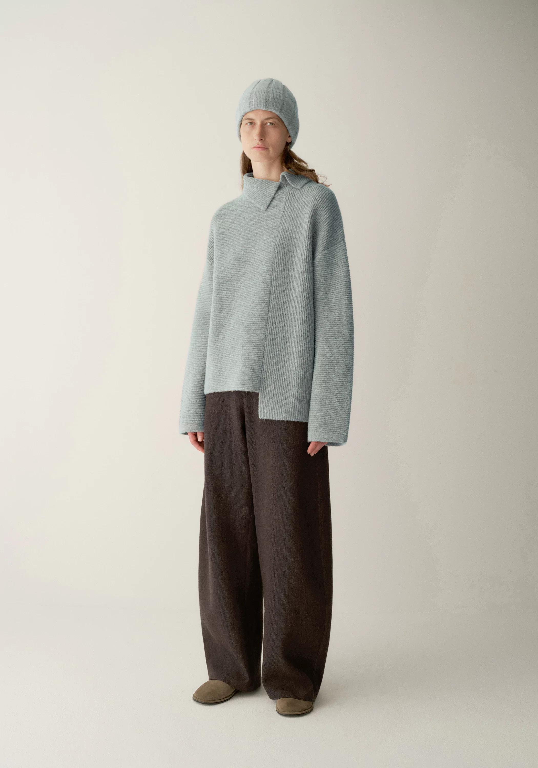 Merino Wool Asymmetrical Textured Sweater - Image 12