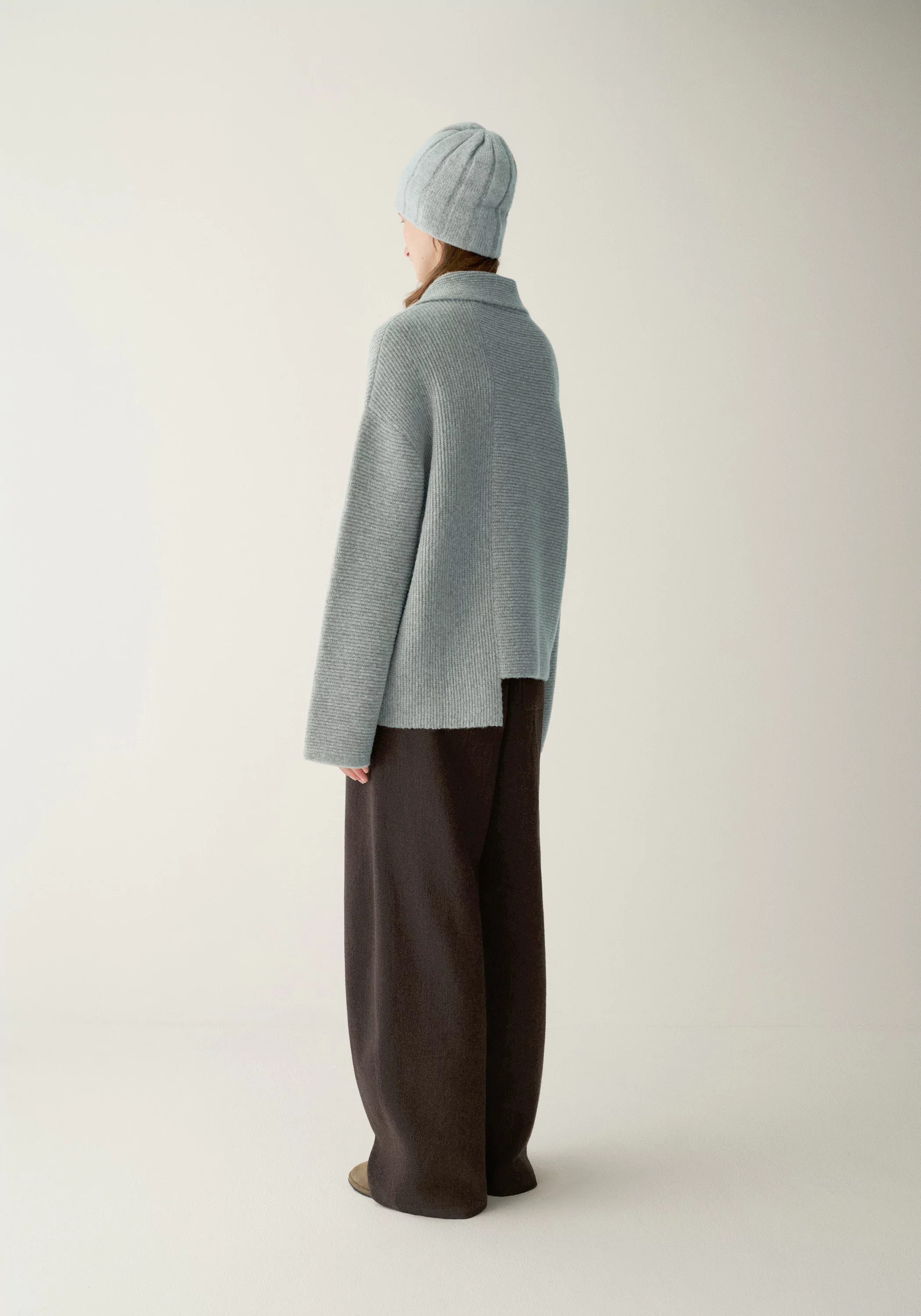 Merino Wool Asymmetrical Textured Sweater - Image 13