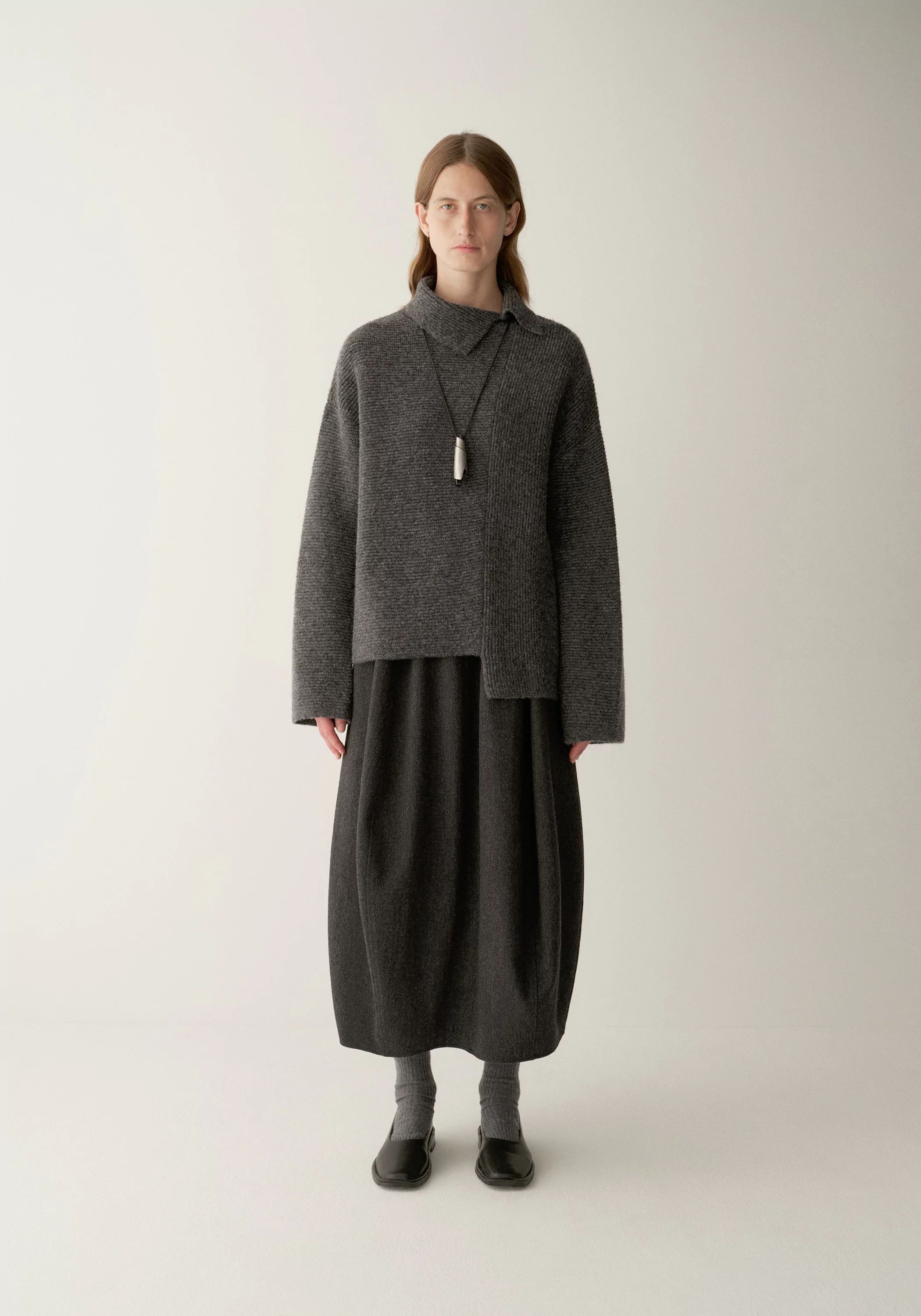 Merino Wool Asymmetrical Textured Sweater - Image 2