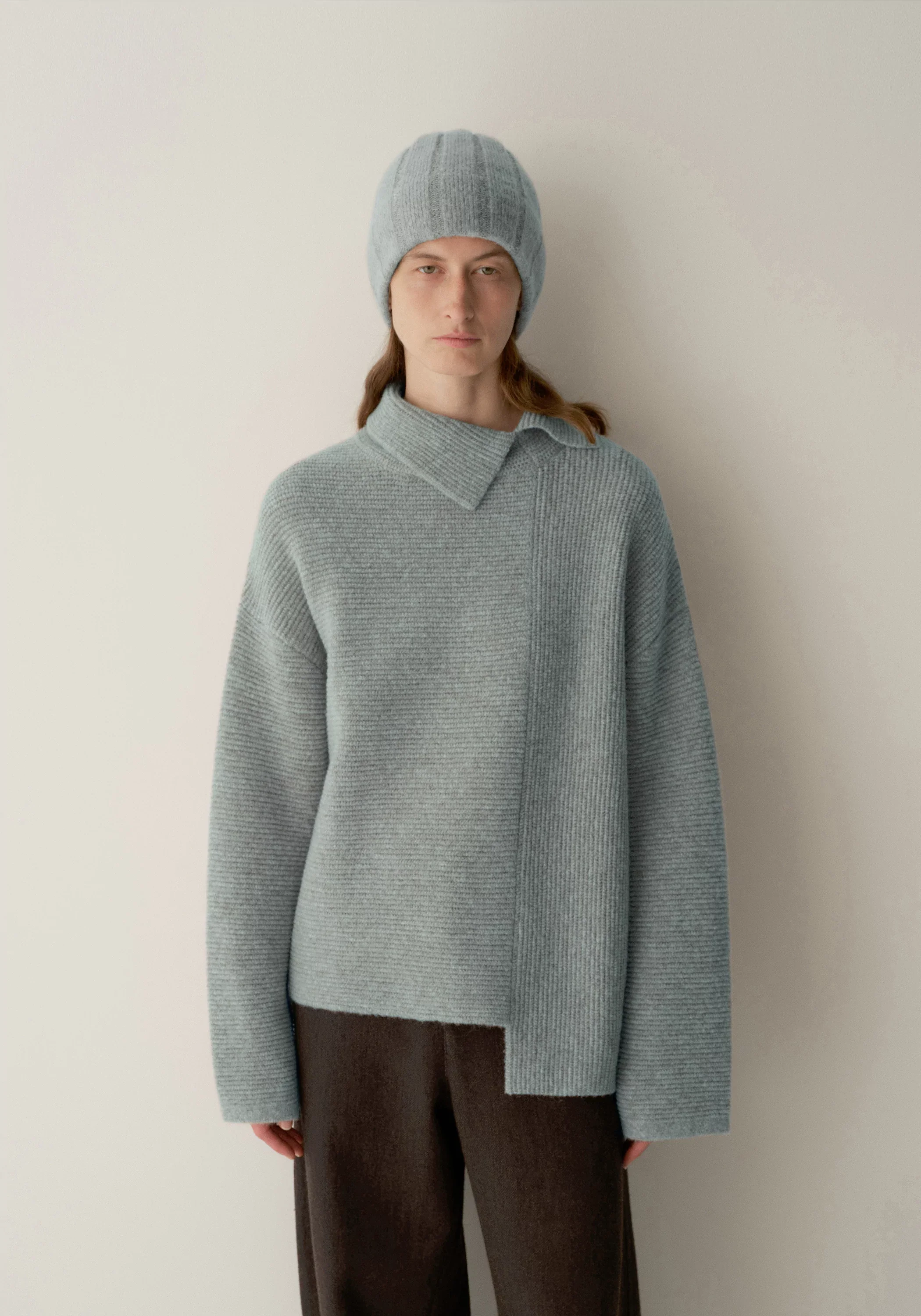 Merino Wool Asymmetrical Textured Sweater - Image 3
