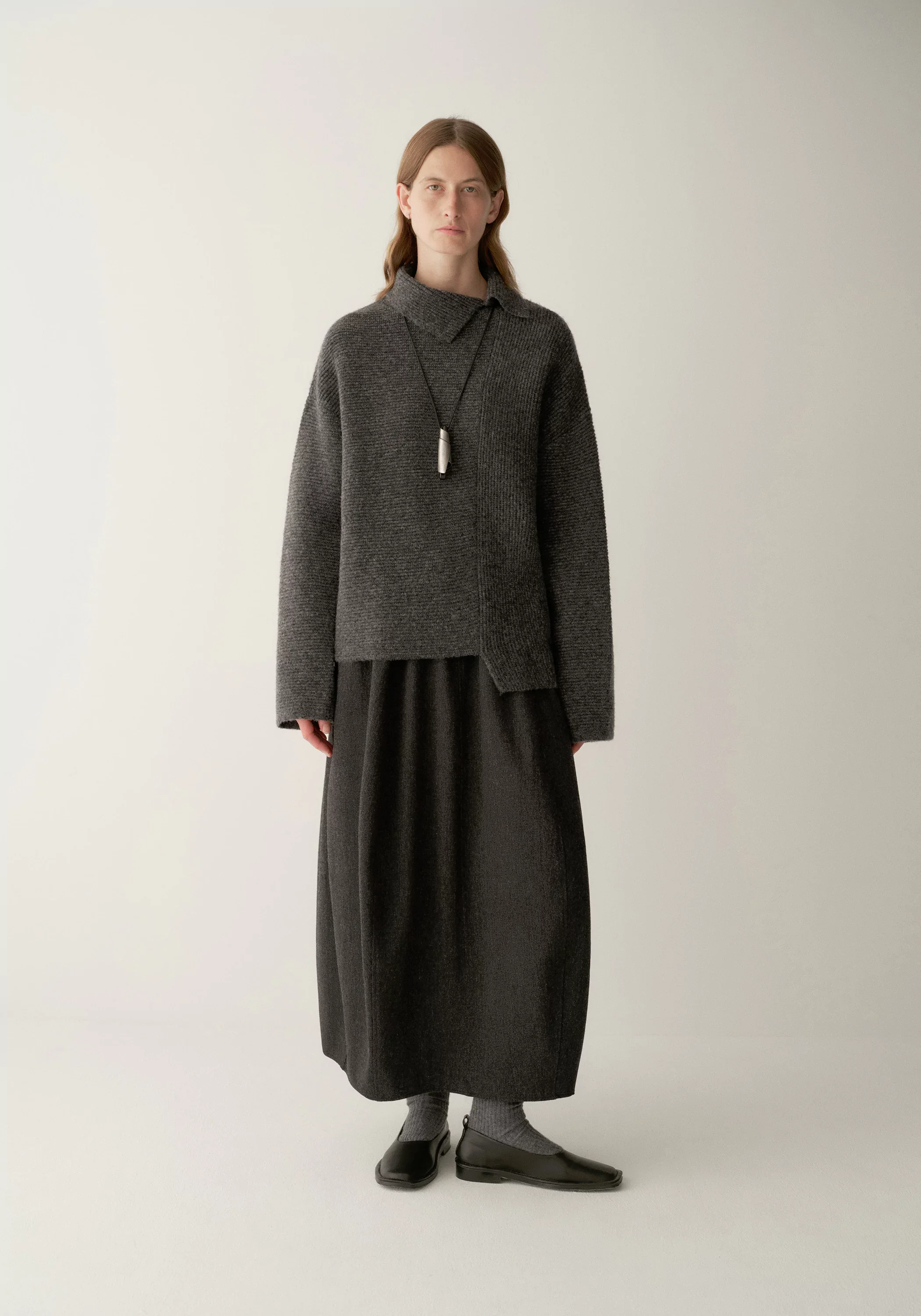 Merino Wool Asymmetrical Textured Sweater - Image 4