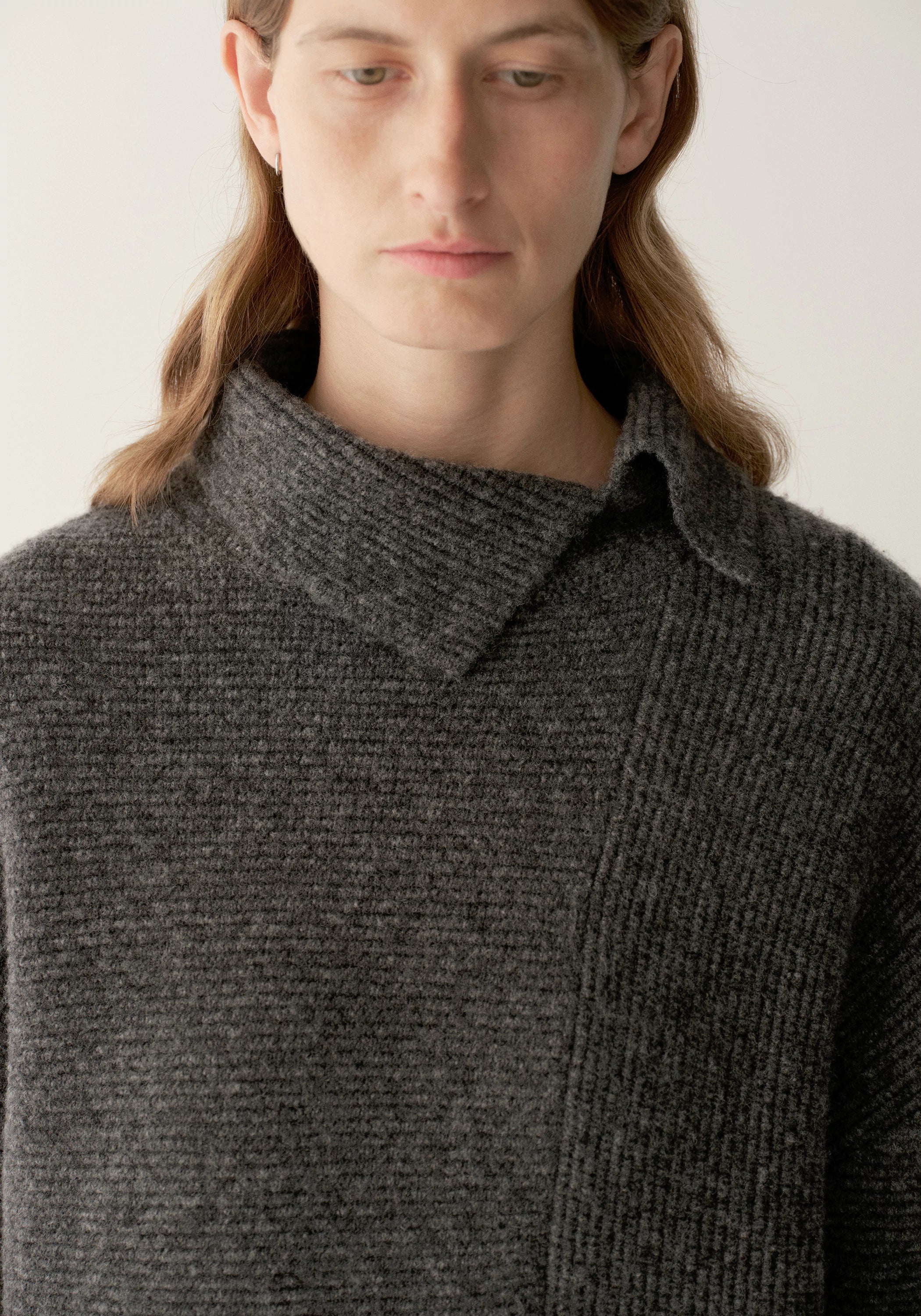 Merino Wool Asymmetrical Textured Sweater - Image 7