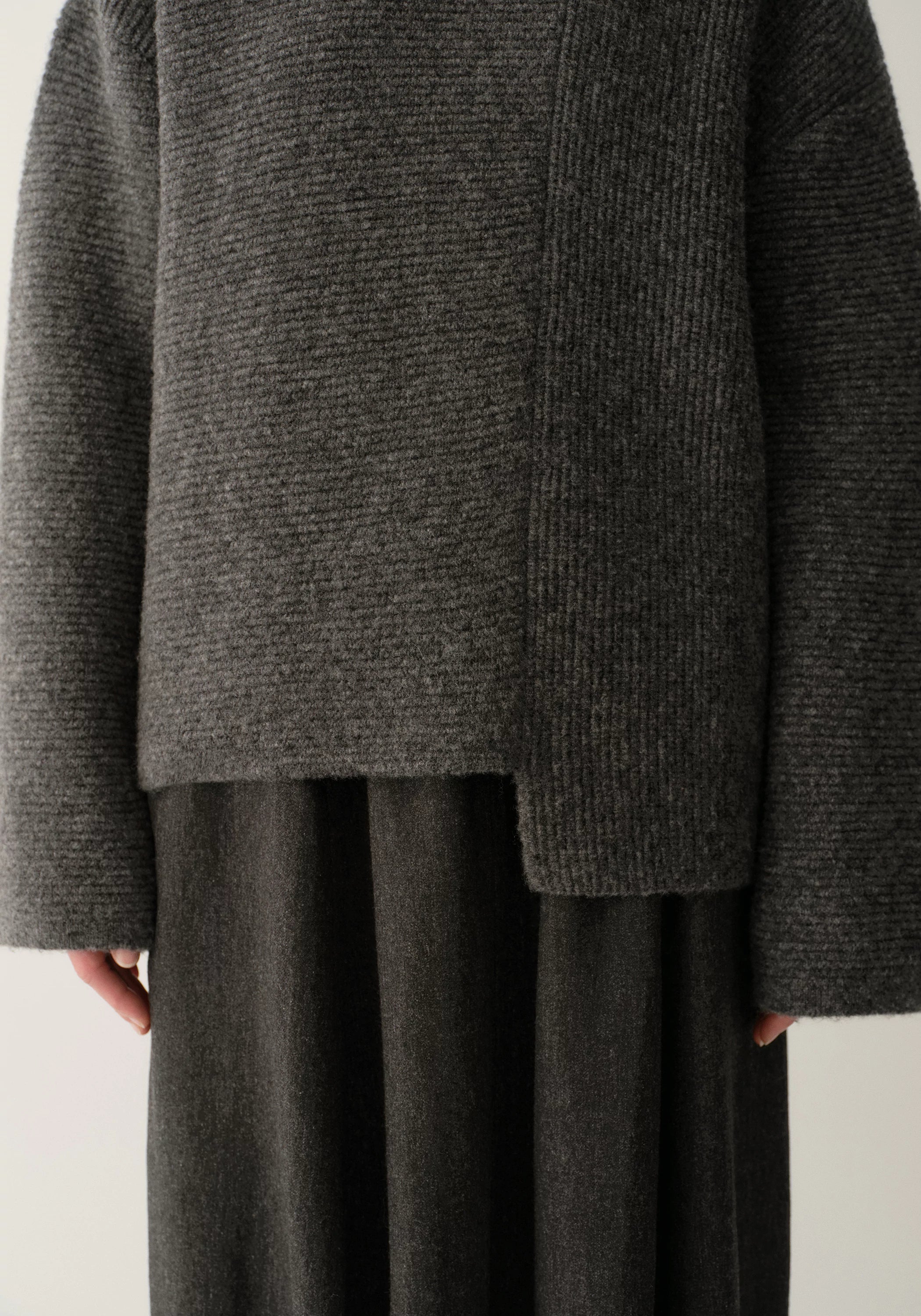 Merino Wool Asymmetrical Textured Sweater - Image 8