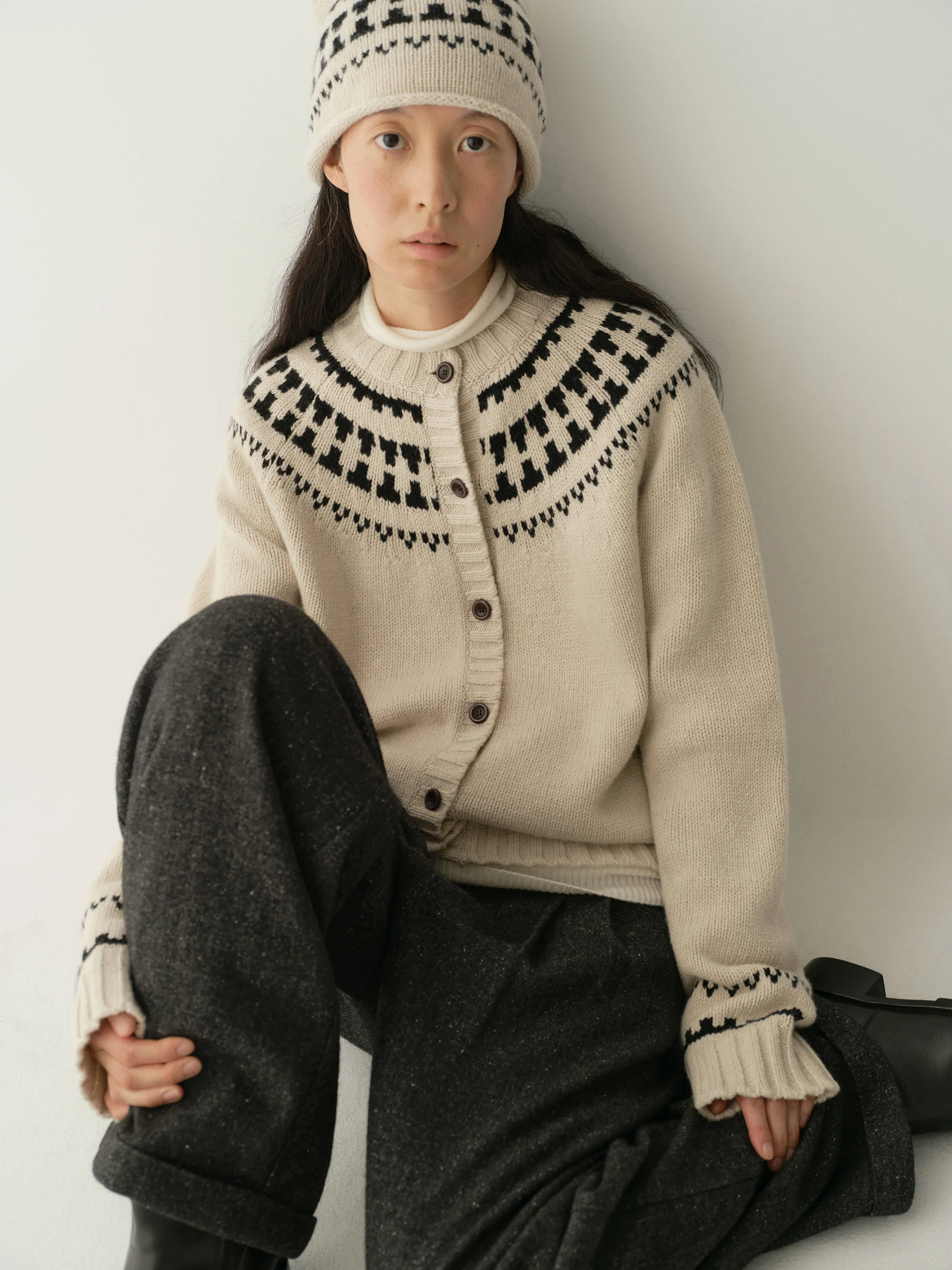Merino Wool Fair Isle Cardigan - Image 8