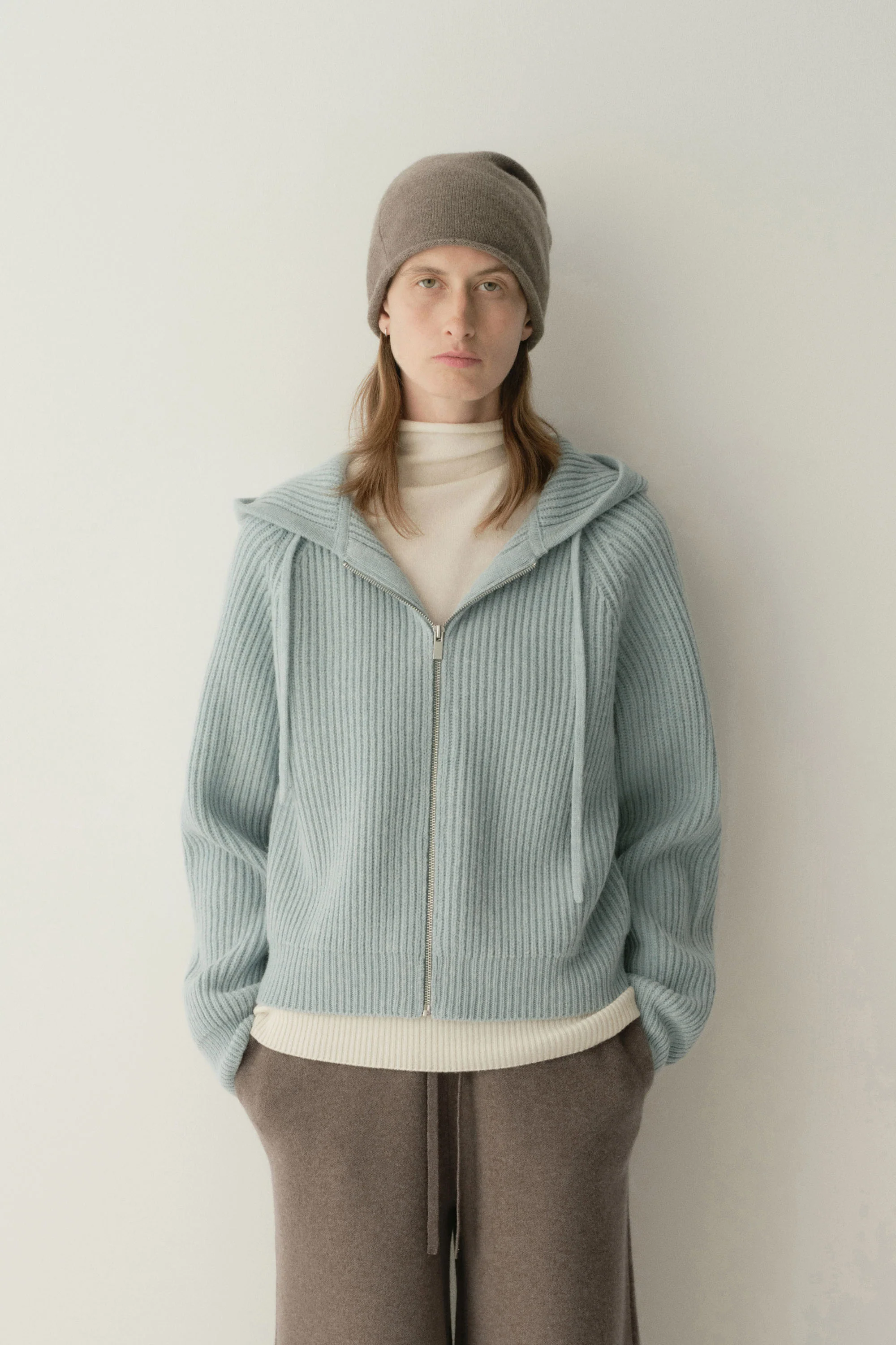 Merino Wool Hooded Knit Sweatshirt