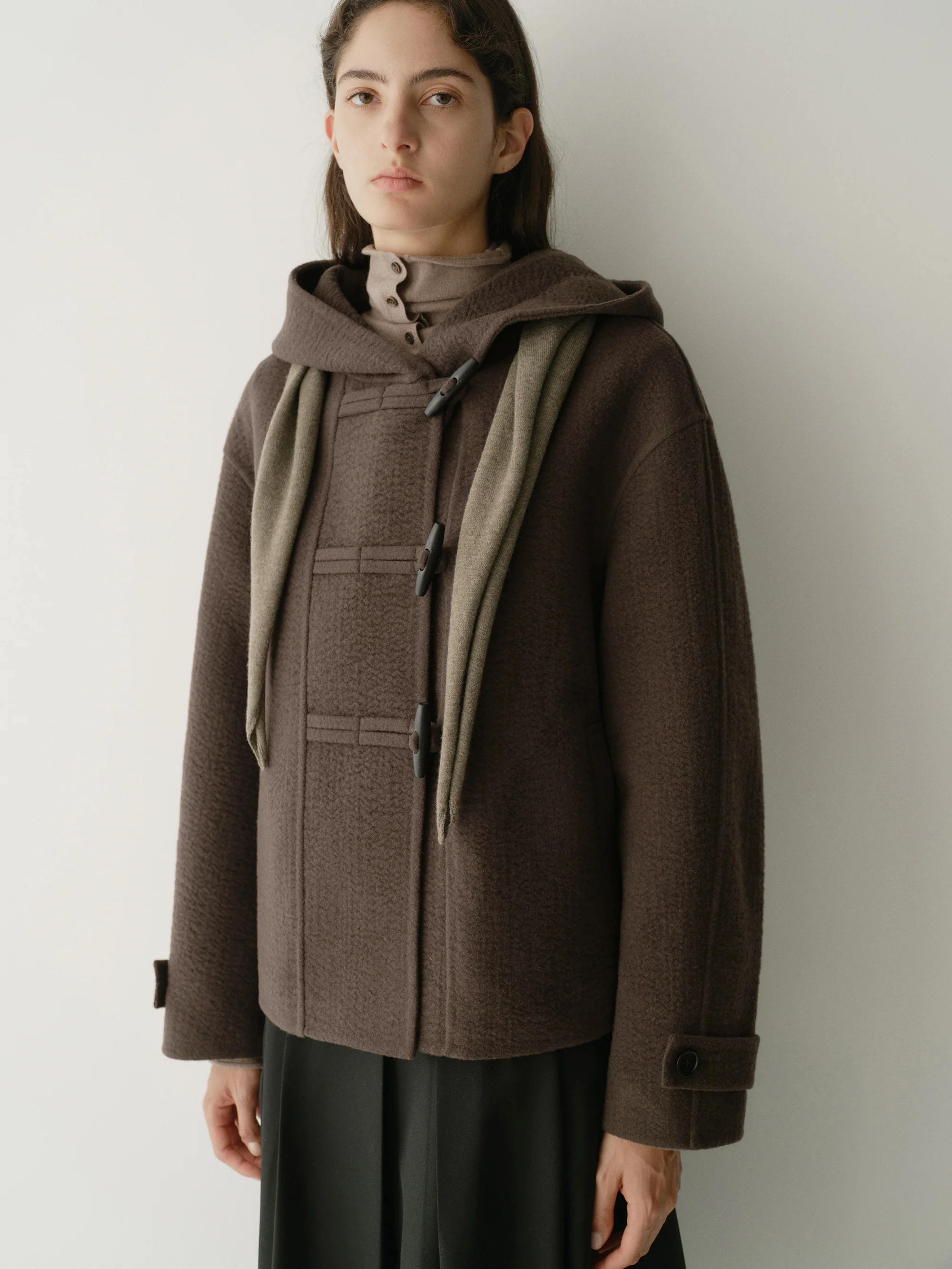 Asymmetric Hooded Short Coat - Image 19