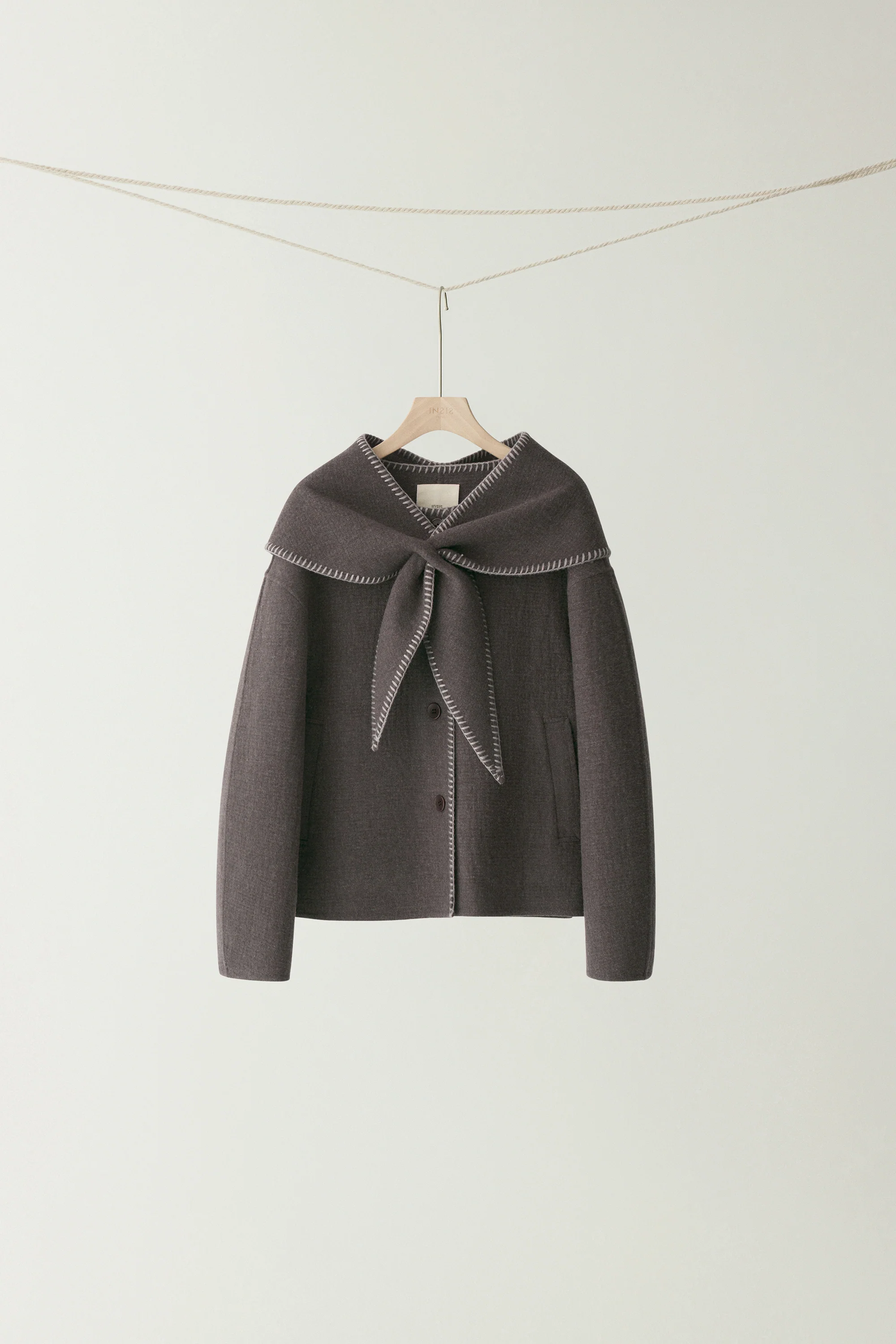 Scarf-detail Short Coat - Image 13