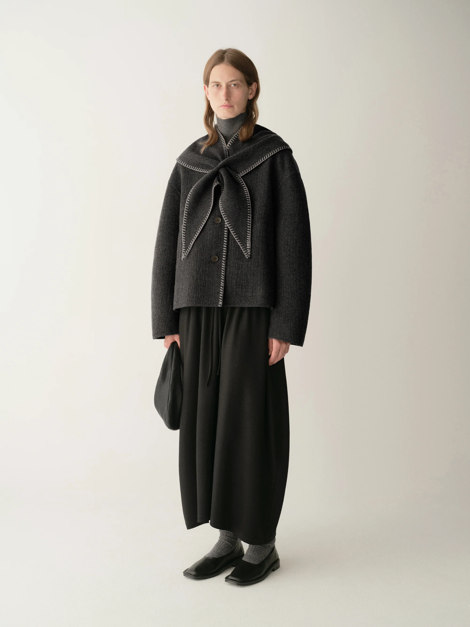 Scarf-detail Short Coat - Image 15