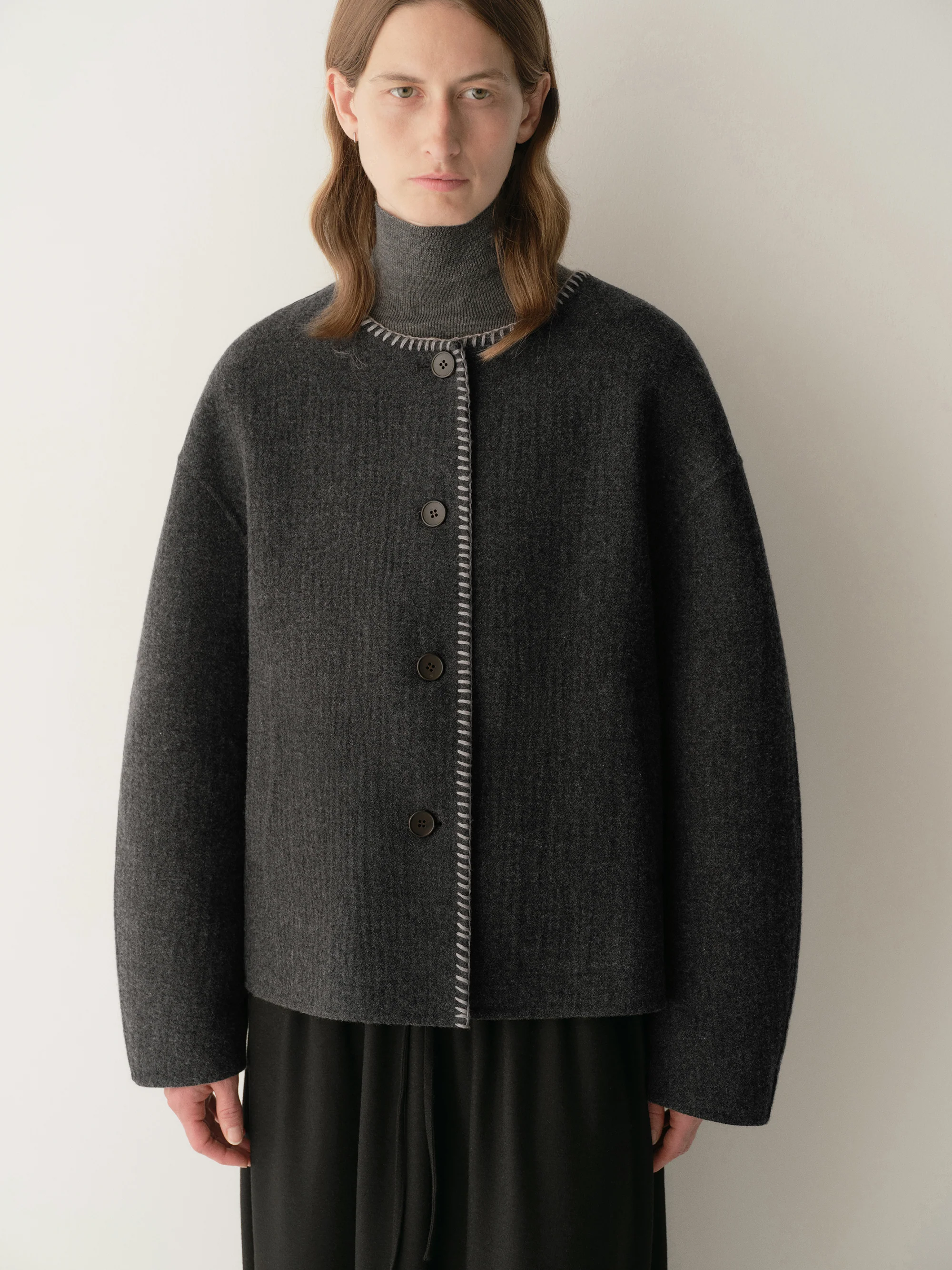 Scarf-detail Short Coat - Image 17